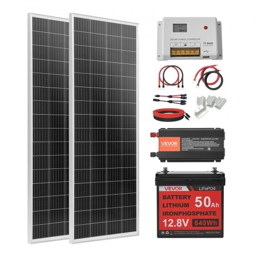 VVEVOR 200 W 12 V täielik päikeseenergia komplekt, ideaalne haagissuvila