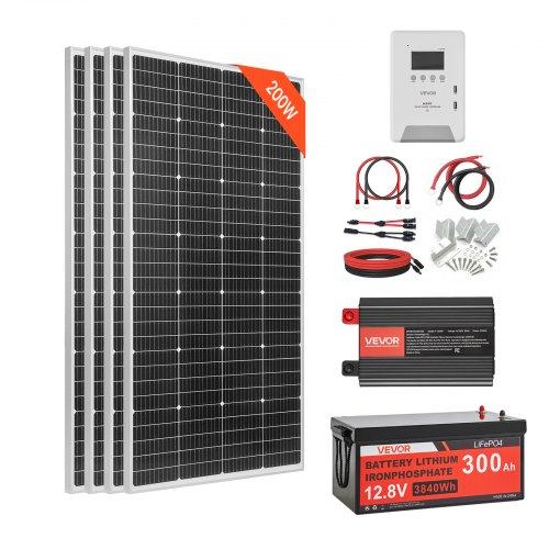 800 W 12 V päikesepaneelide komplekt, 4 x 200 W monokristallilised päikesepaneelid +