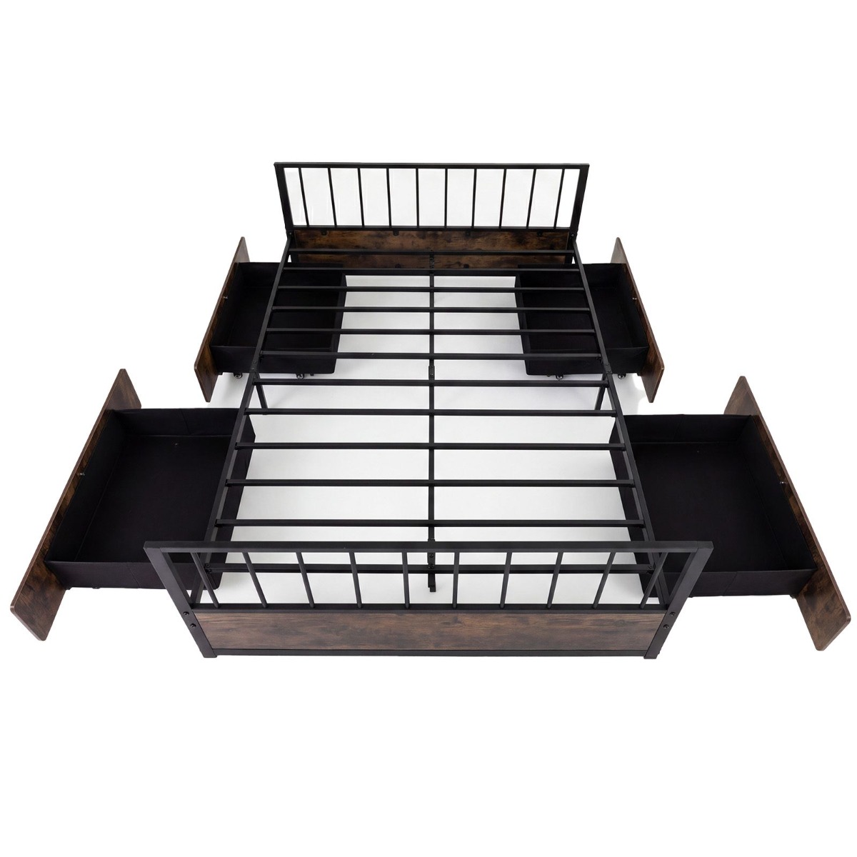 Üheinimese metallvoodi 2 sahtliga 200x90cm, pruun