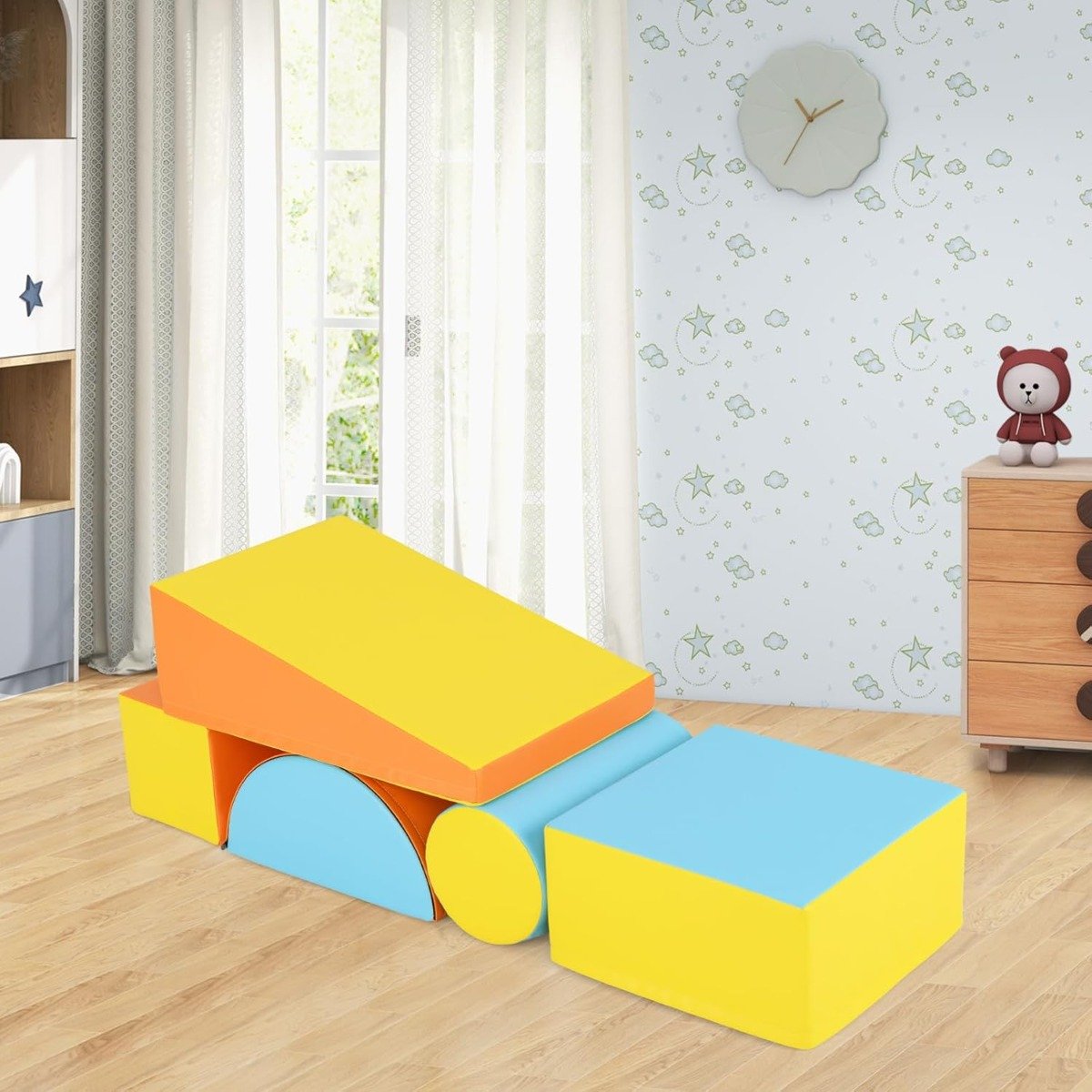 5-osalised vahtplastist ehitusklotsid, pehmed ehitusklotsid ronimiseks ja libisemiseks, hiiglaslikud ehitusklotsid, oranžid