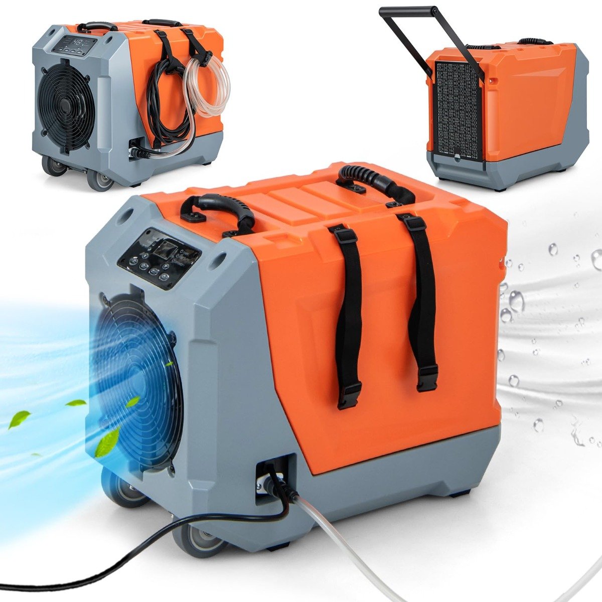 Elektriline õhukuivati ​​äravooluvoolikuga 85L/päevas, ehituskuivati, äriõhukuivati, oranž