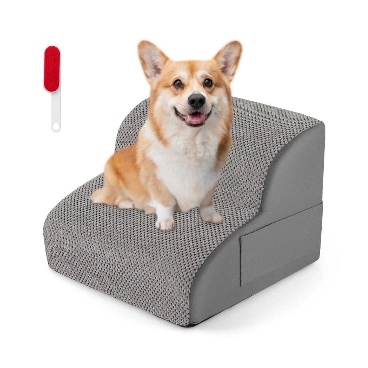 Koeratrepp, 2 astet, libisemiskindlad vahtplastist koeratrepid, kandevõime 20 kg, hall