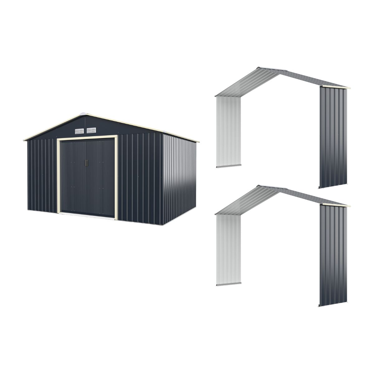 Metallist aiakuur + 2 pikenduskomplekti, tööriistakuur 4 õhutusava ja lükanduksega, lukustatav, pikendatav