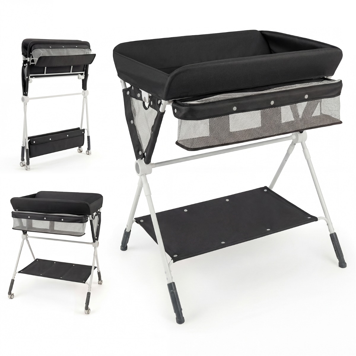 Kokkupandav beebimähkimislauaga ratastel must