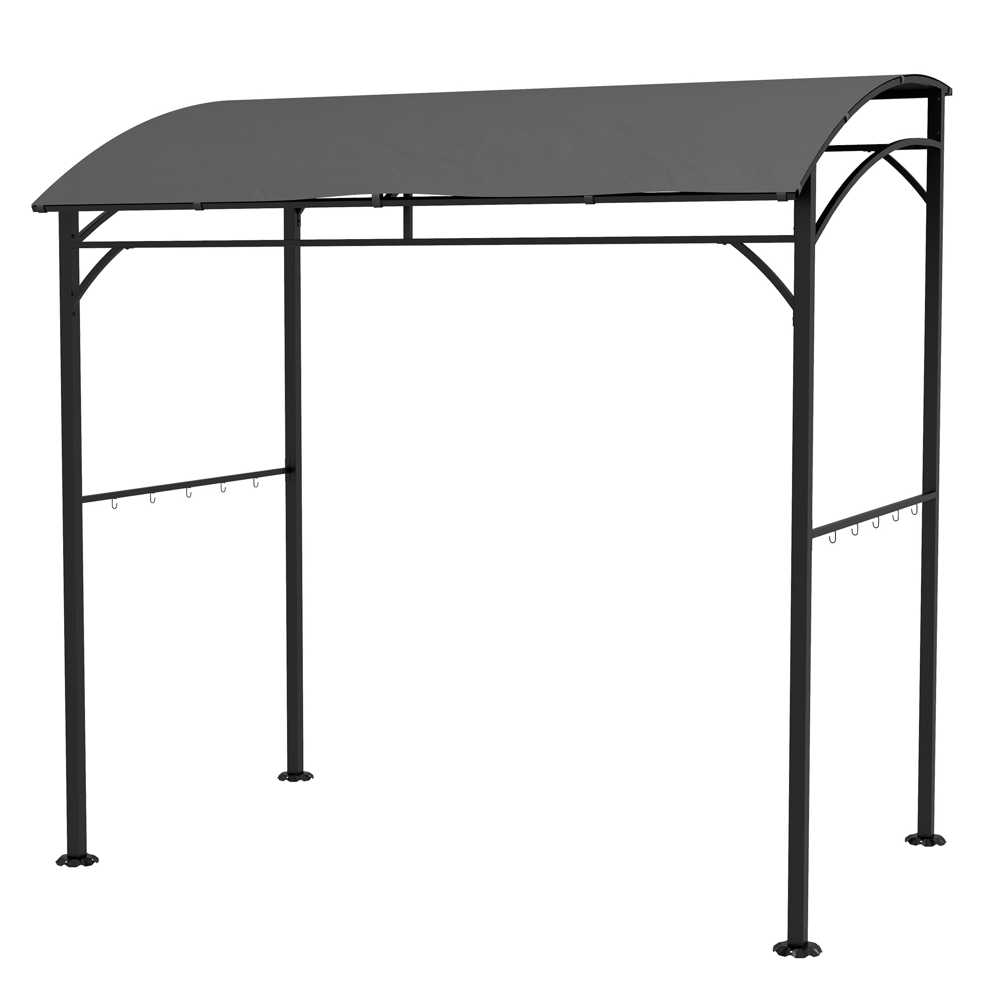Grillpaviljon, grilli varjualune, vihmakate, söögiriistade konksud, terasraam, tumehall, 215 x 150 x 182/220 cm