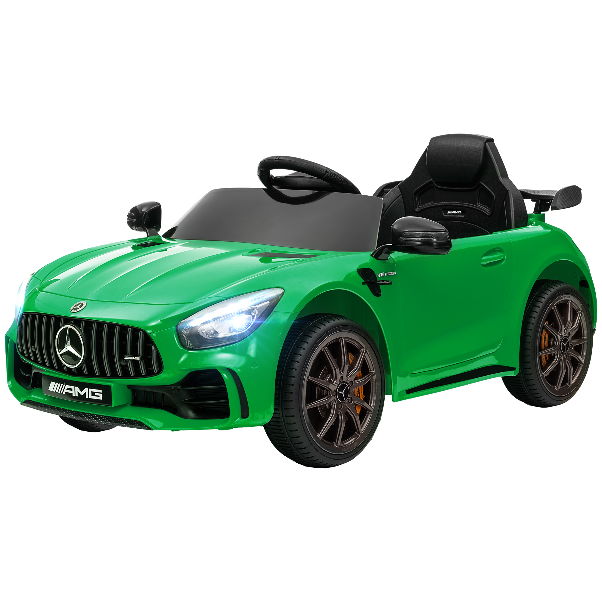 Elektriline lasteauto, Mercedes, 3-5 km/h, puldiga, tulede ja muusikaga, roheline