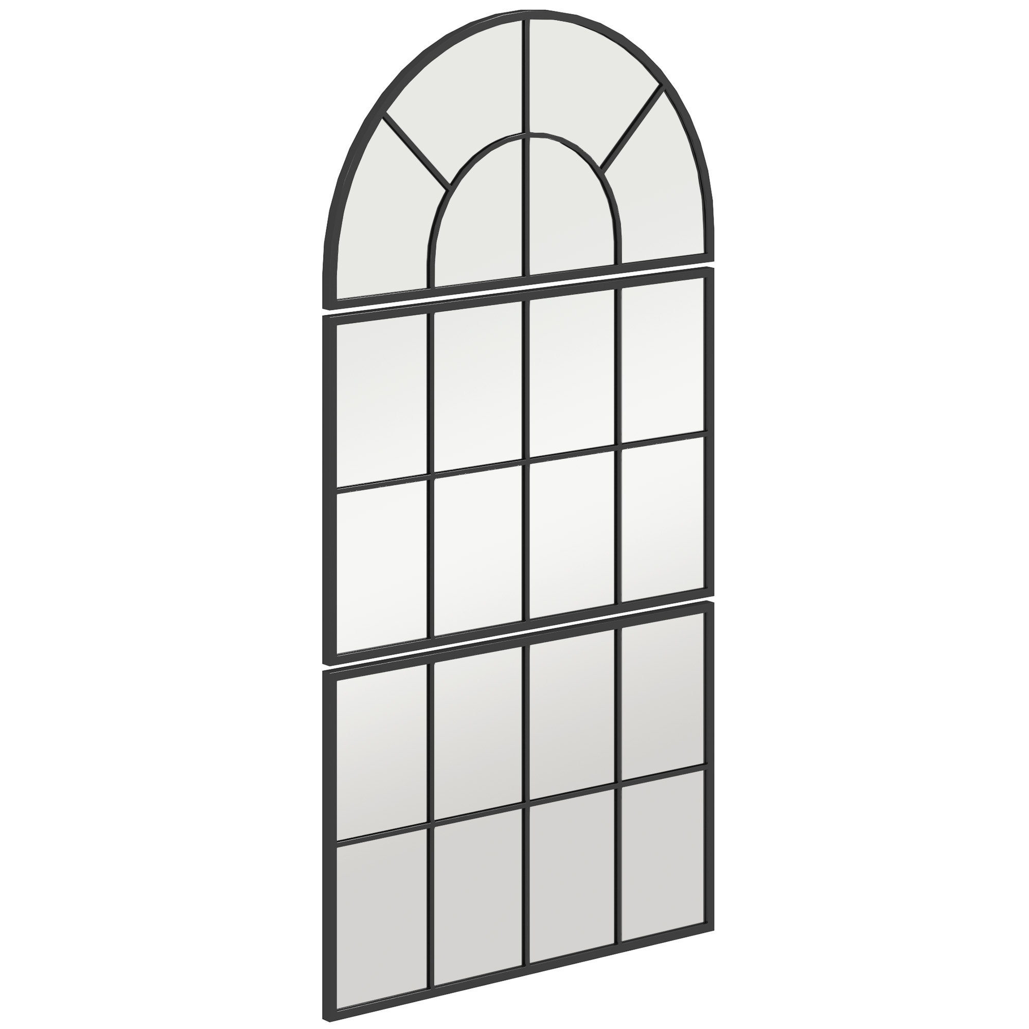 Seinapeegel, aknakpeegel, kolmeosaline, metallraam, 76 x 53 cm, must
