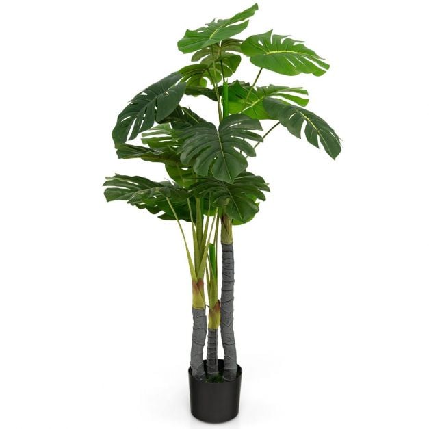 Elutruu monstera-palmi kunstpuu lopsakas ja hooldusvaba roheline tehistaim (kõrgus u 120 cm/4 jalga)
