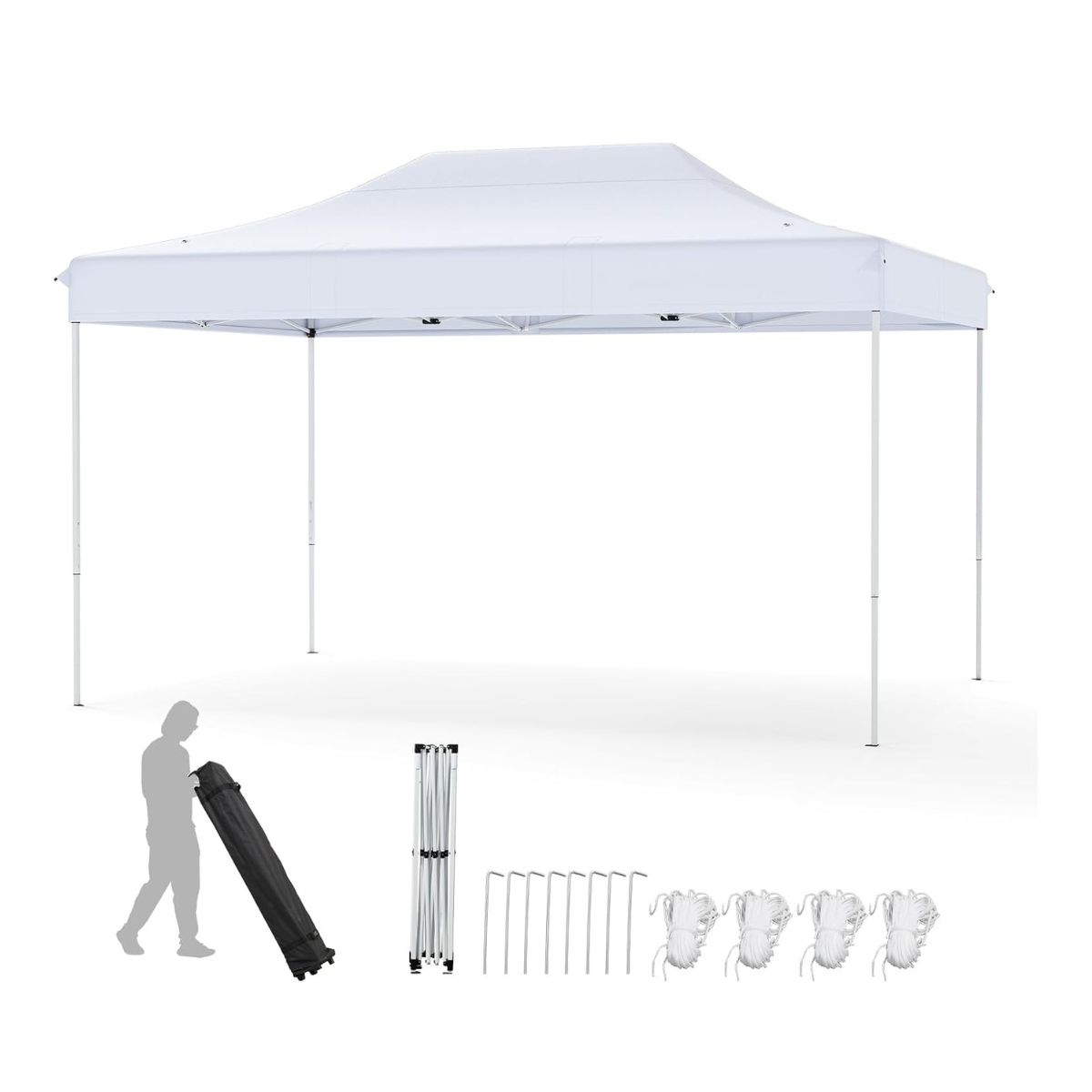 3 x 45 m kokkupandav paviljon ratastega kotiga ja 4 köiega kõrguse reguleeritav pop-up paviljon aiamajake valge