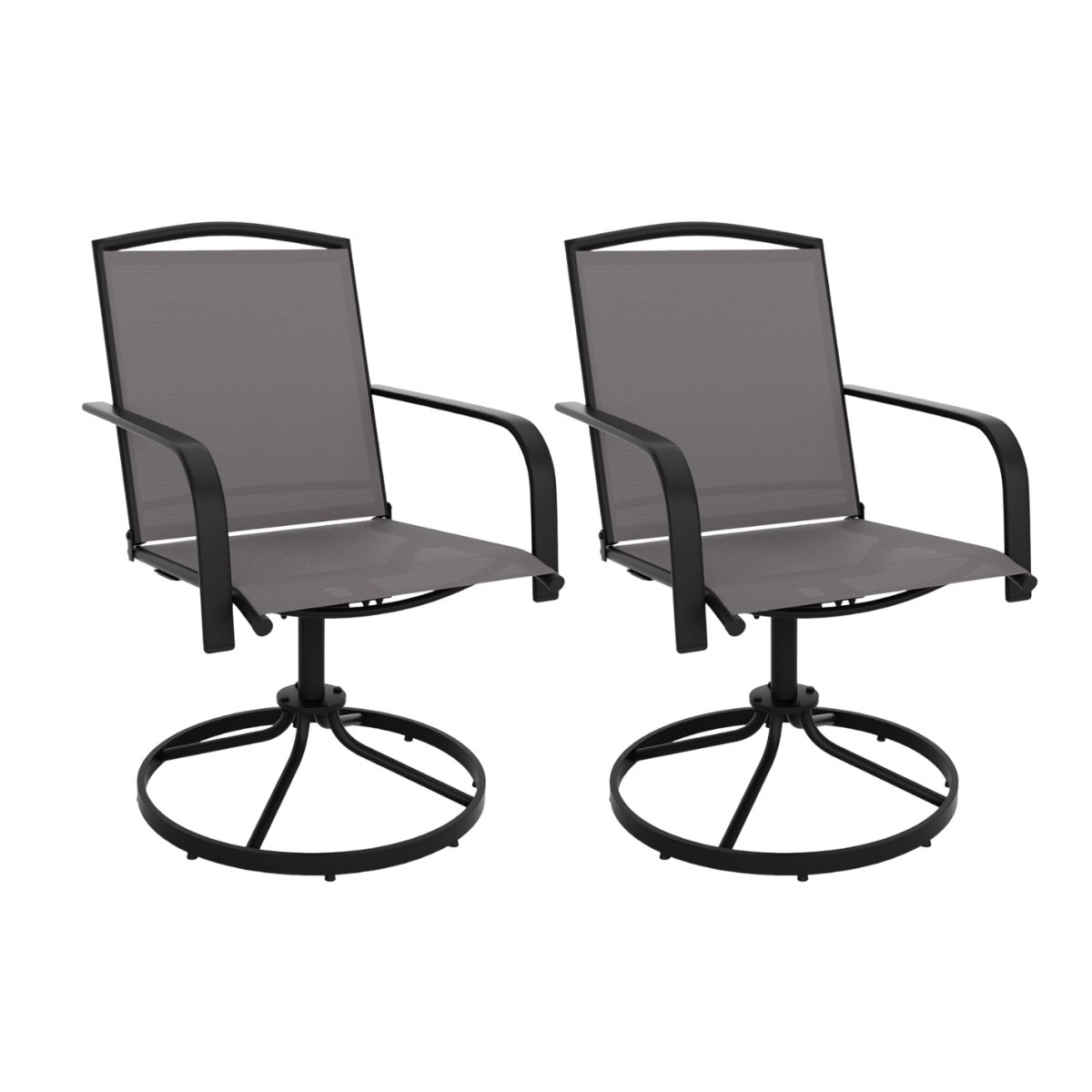 2-osaline komplekt 360 pööratavad aiatoolid kiiresti kuivava kangaga terrassitoolid hallid