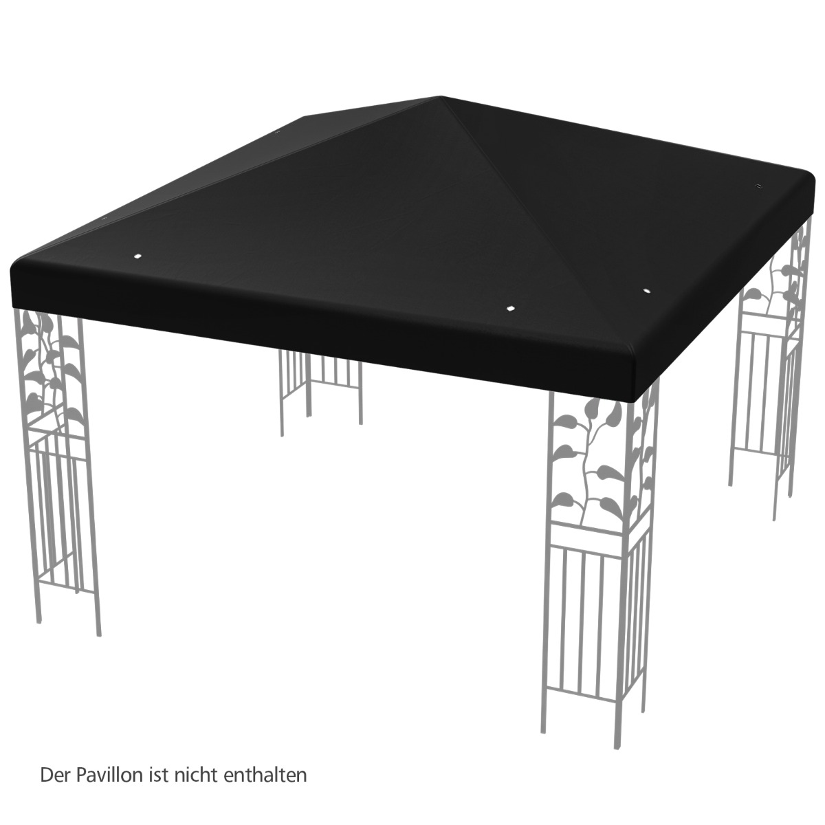 Paviljoni asenduskatus päikesekaitsekattega takjakinnitustega 300 x 300 cm must