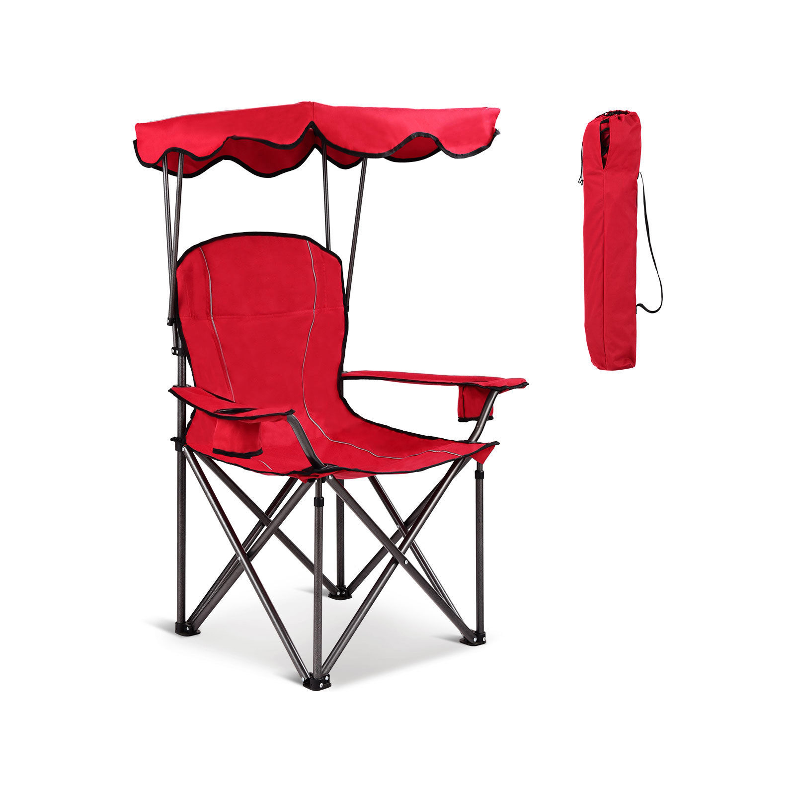 Kokkupandav kalastustool joogihoidjaga Patio Beach Campingile 96,5 x 67,5 x 130 cm punane