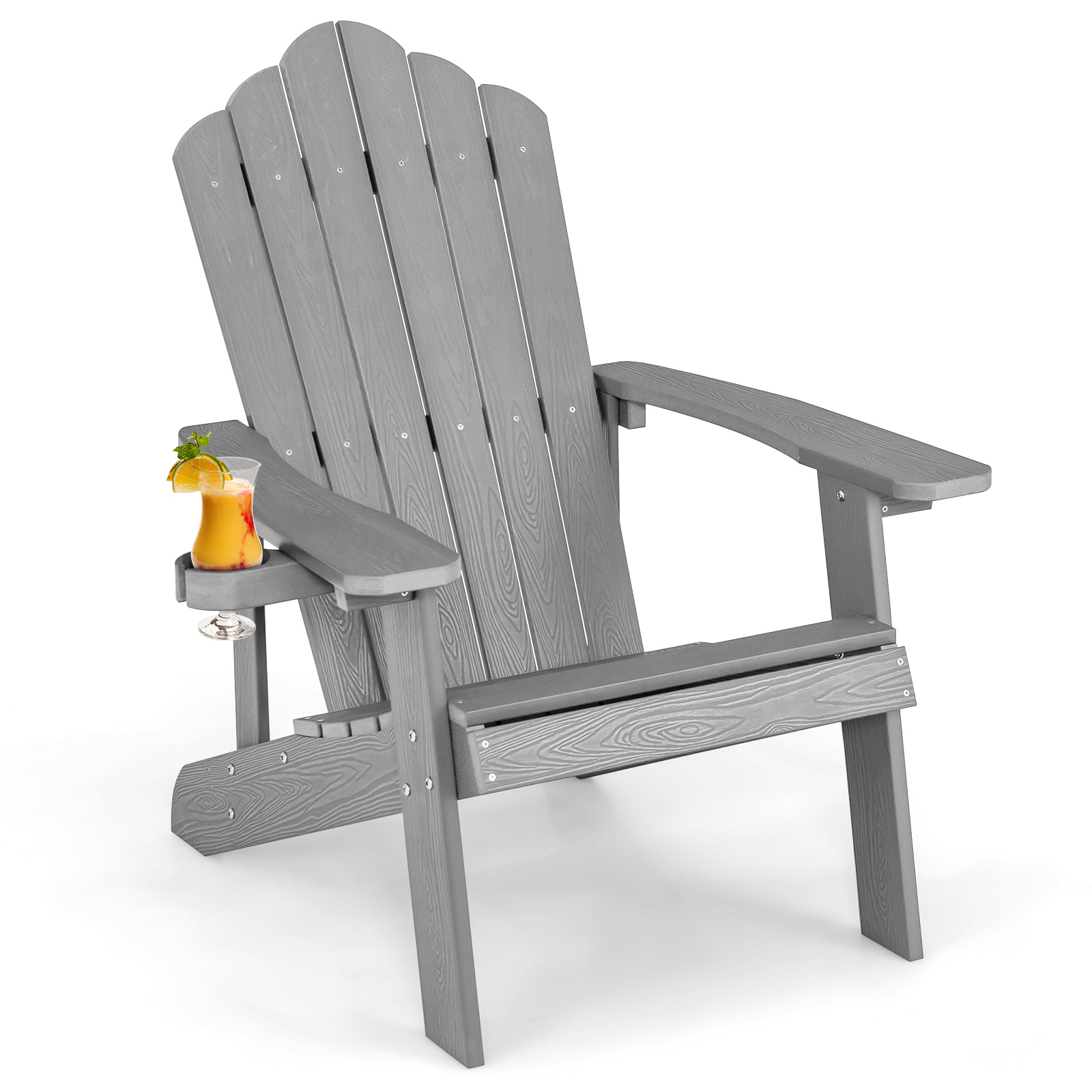 Topsihoidjaga Adirondack-stiilis aiatool ja mugav terrassitool helehall