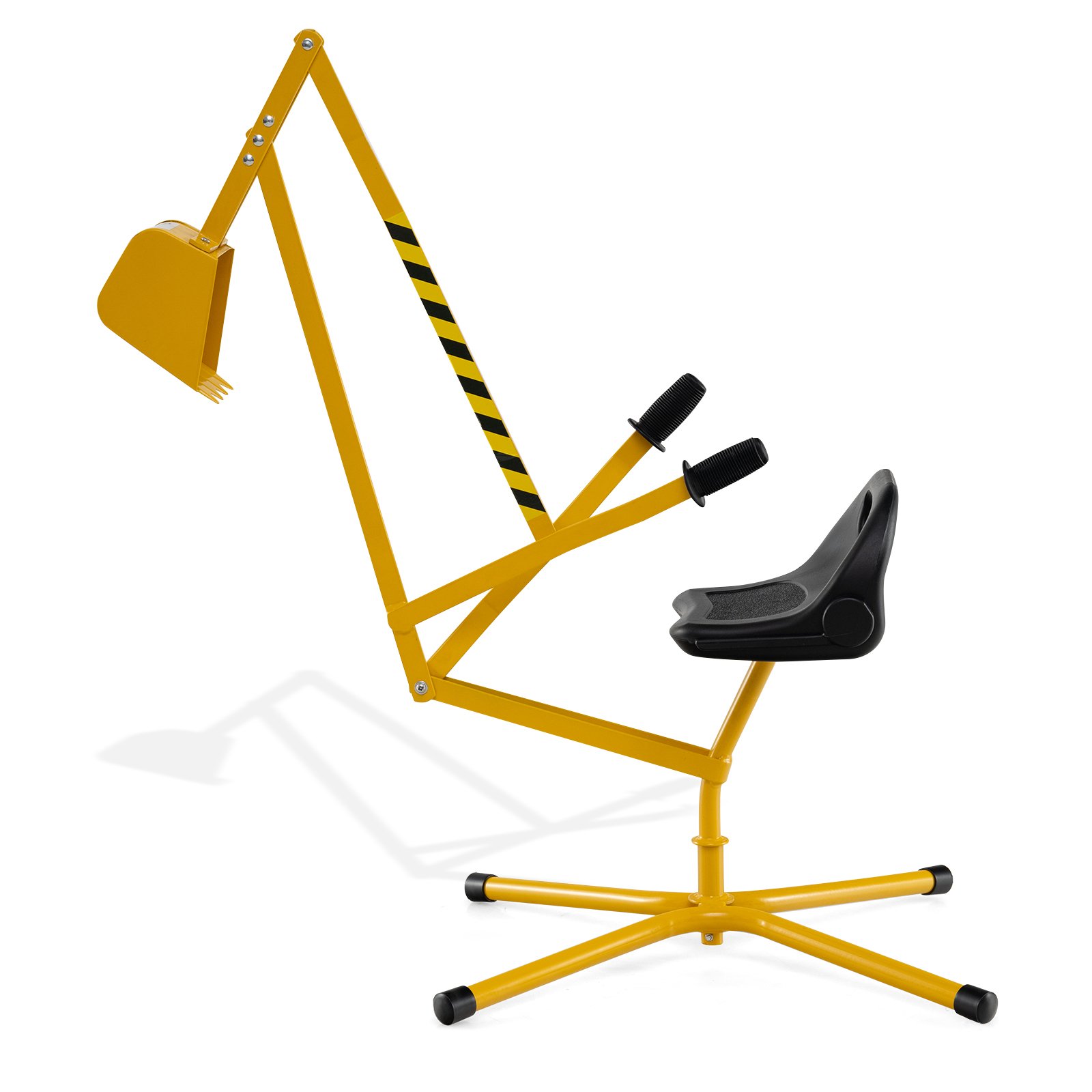 360 pööratav istmega ekskavaator metallist kopa ja kahe käe juhtimisega kollane