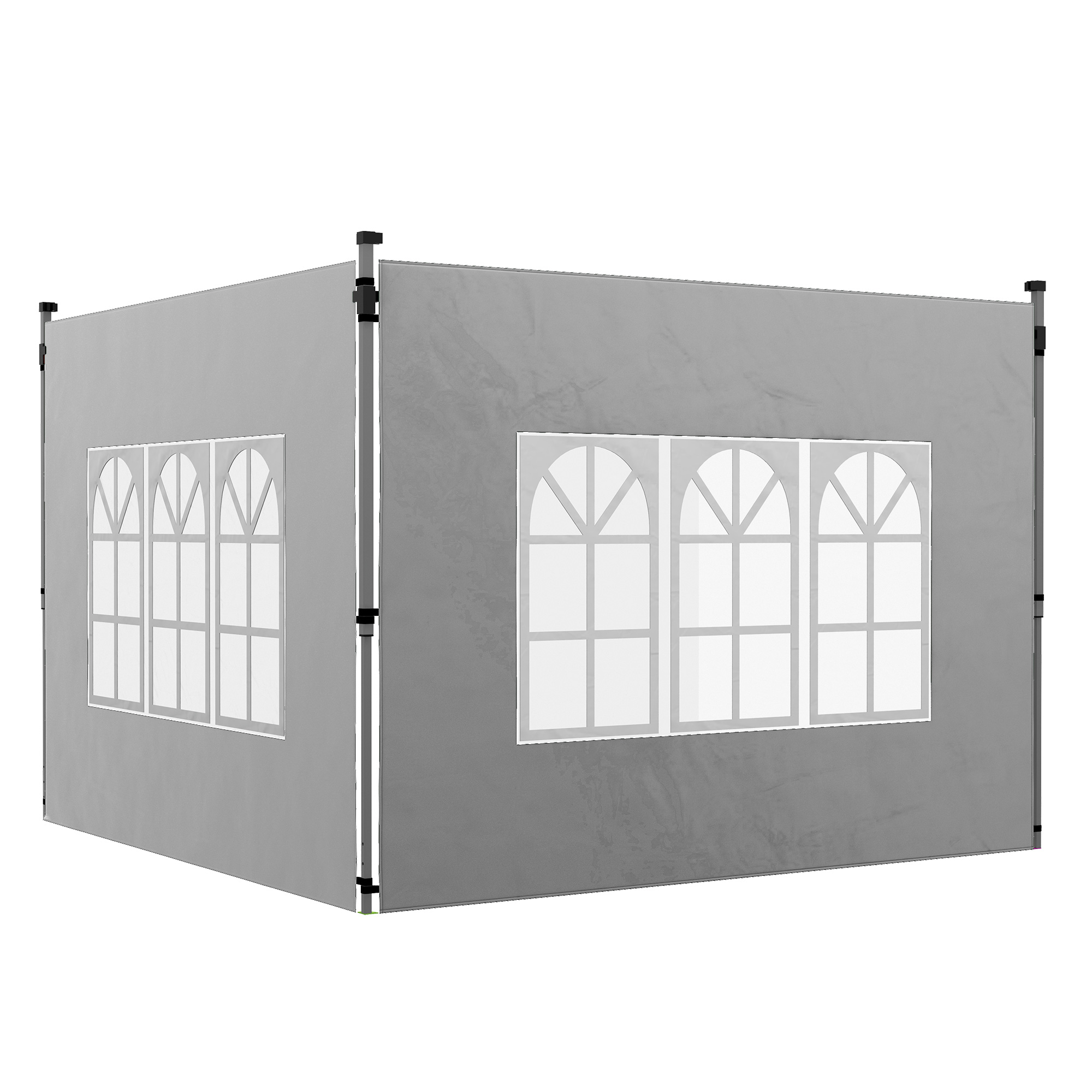2 külgpaneeli komplekt 3x3/3x4 m paviljonile, aknaga külgsein, veekindel, helehall