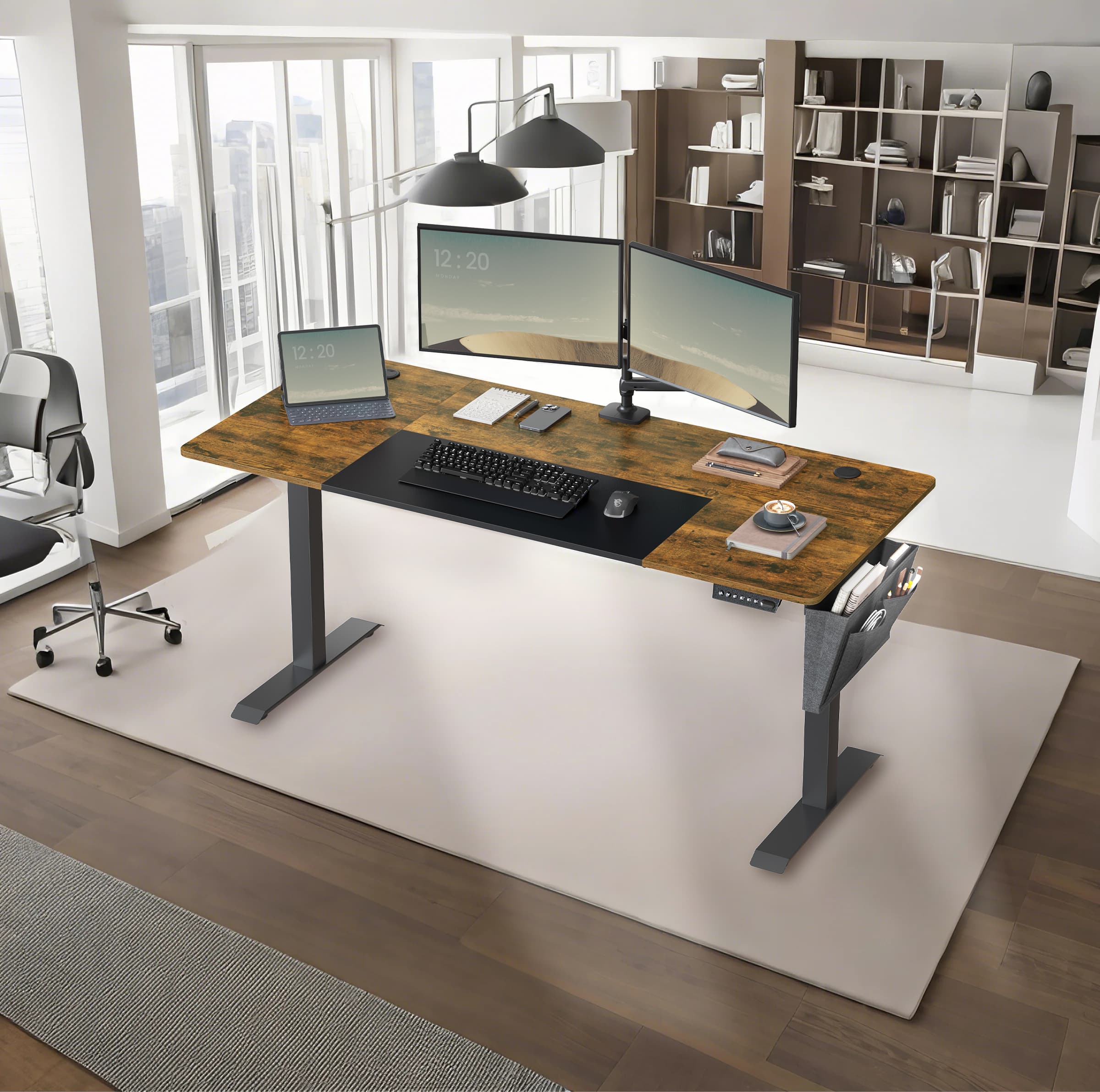 Elektriliselt reguleeritava kõrgusega kirjutuslaud pastellkollane-alusvalge