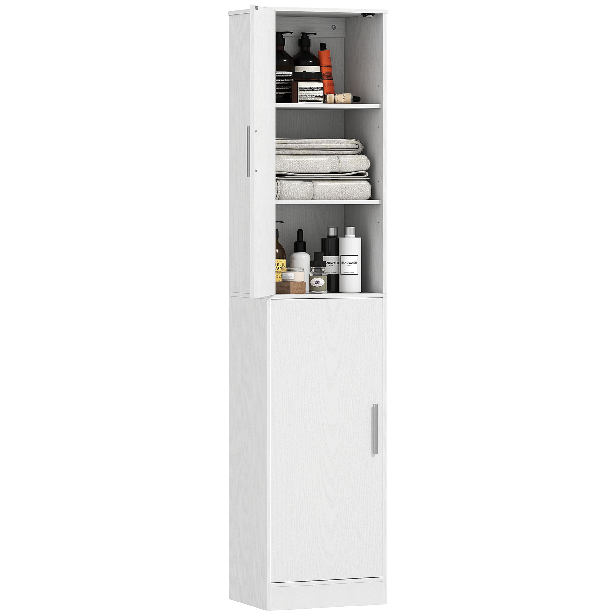 Vannitoakapp, reguleeritav, hoiuruumiga, ustega (180 cm), valge