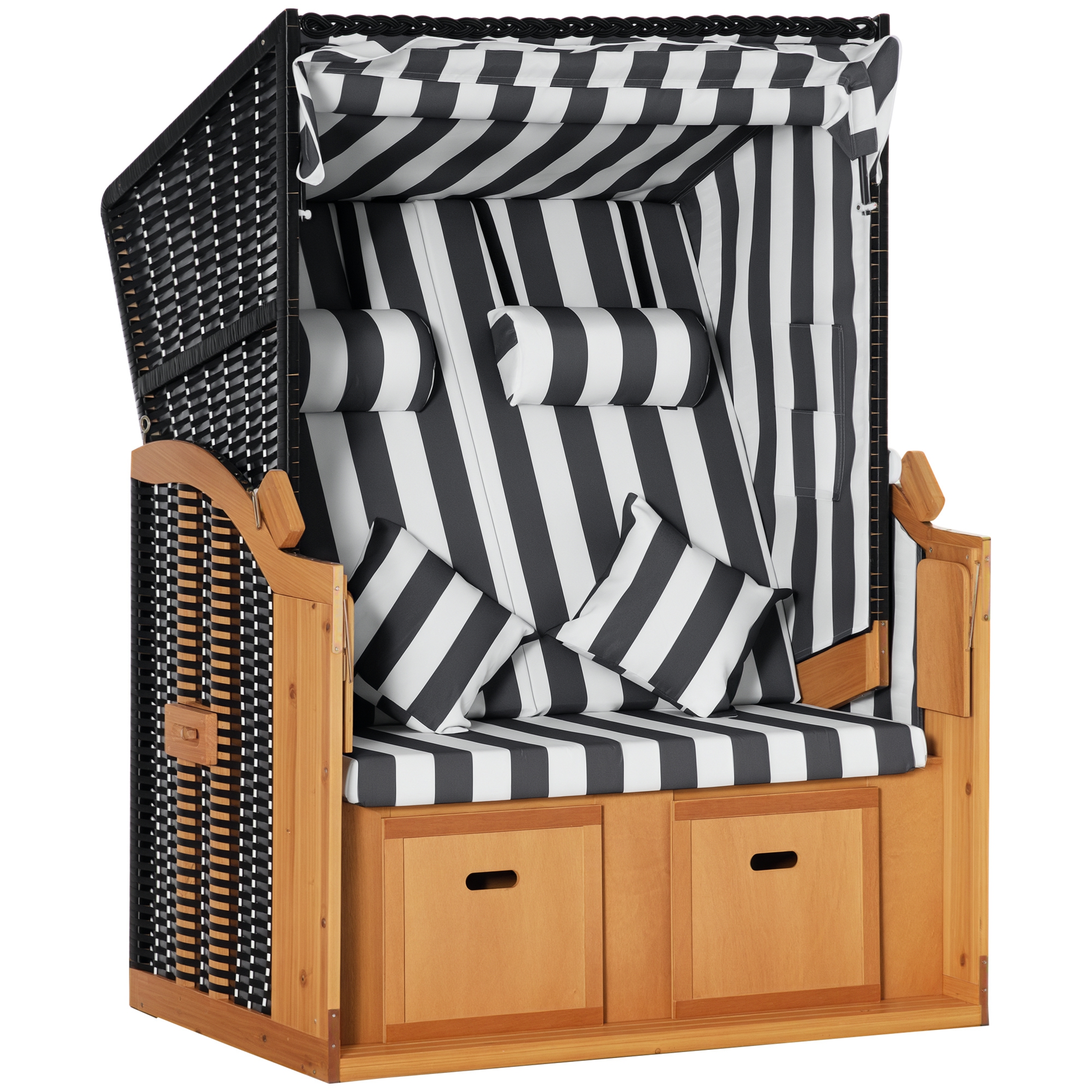 Jalatugedega rannatool, kokkupandav laud ja kaelatoed, aiamööbel, naturaalne + hall + valge