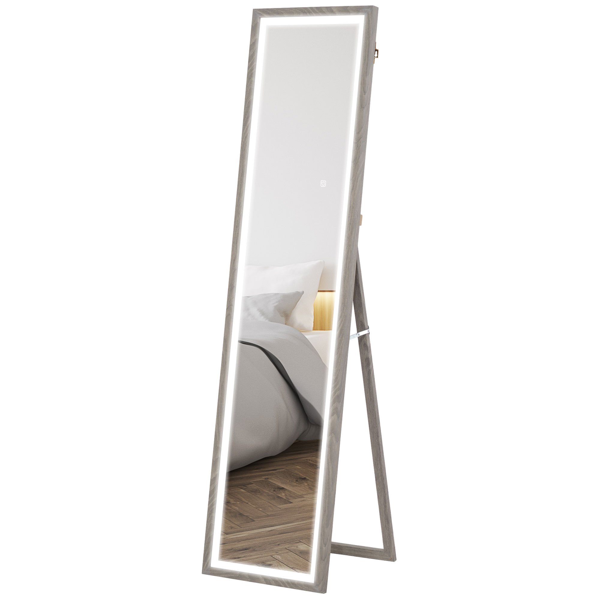 LED-täispikkuses peegel, 40 x 160 cm, puutetundlik juhtimine, hämardatav, 3 värvi, hall