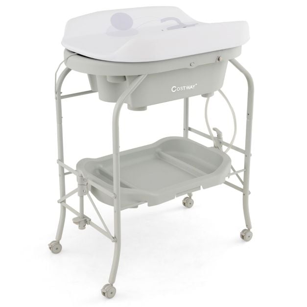 4-ühes kokkupandav mähkimislaud vanniga kaasaskantav mähkimiskummut mähkimisalusega helehall