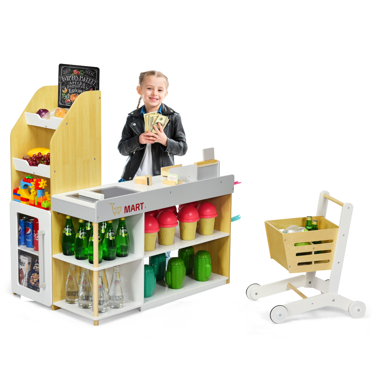 Mängupoe ja supermarketi mängukomplekt koos ostukäru ja kassatarvikutega lastele