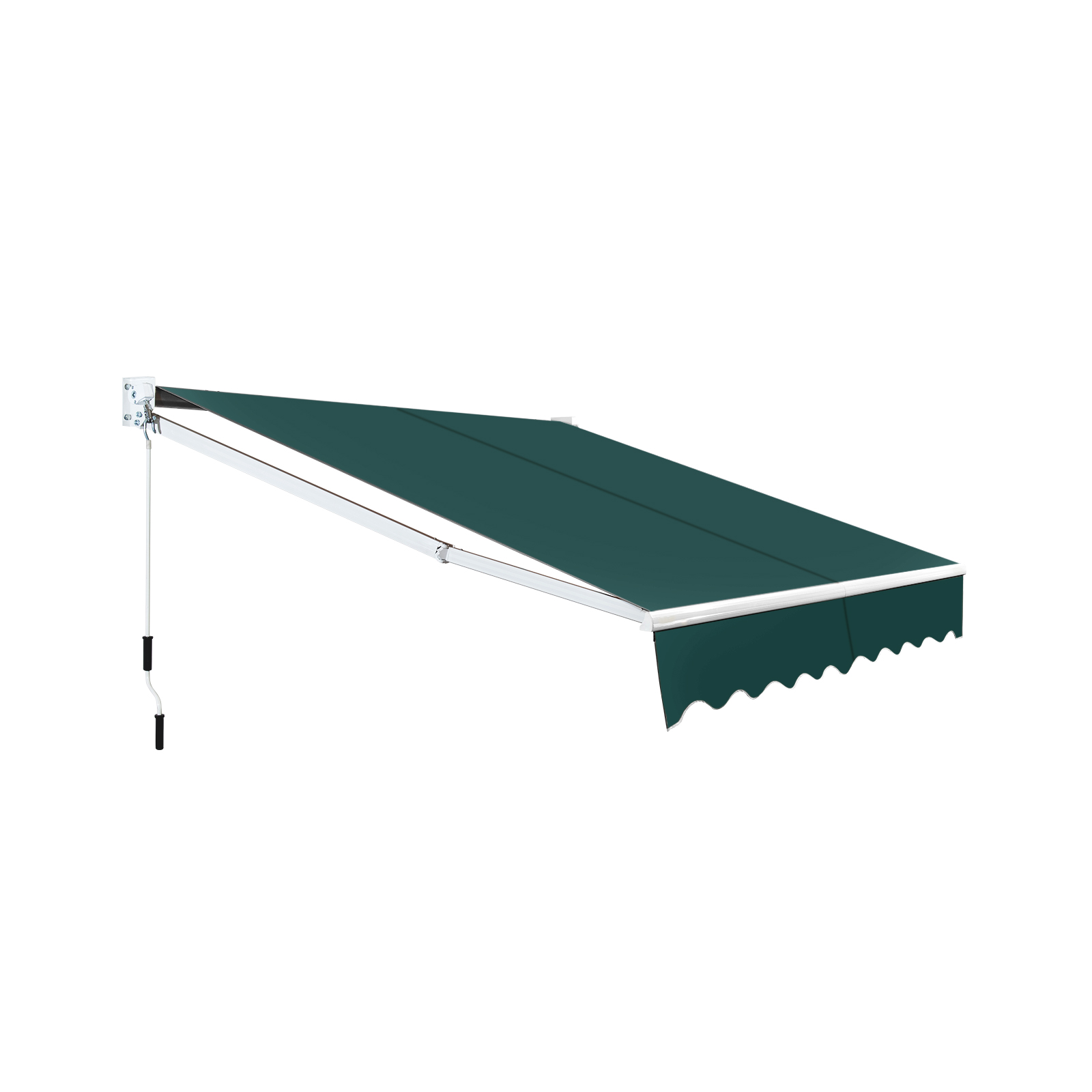 25 x 2 m liigendkäppmarkiis uv- ja veekindla materjali ning rohelise vändaga