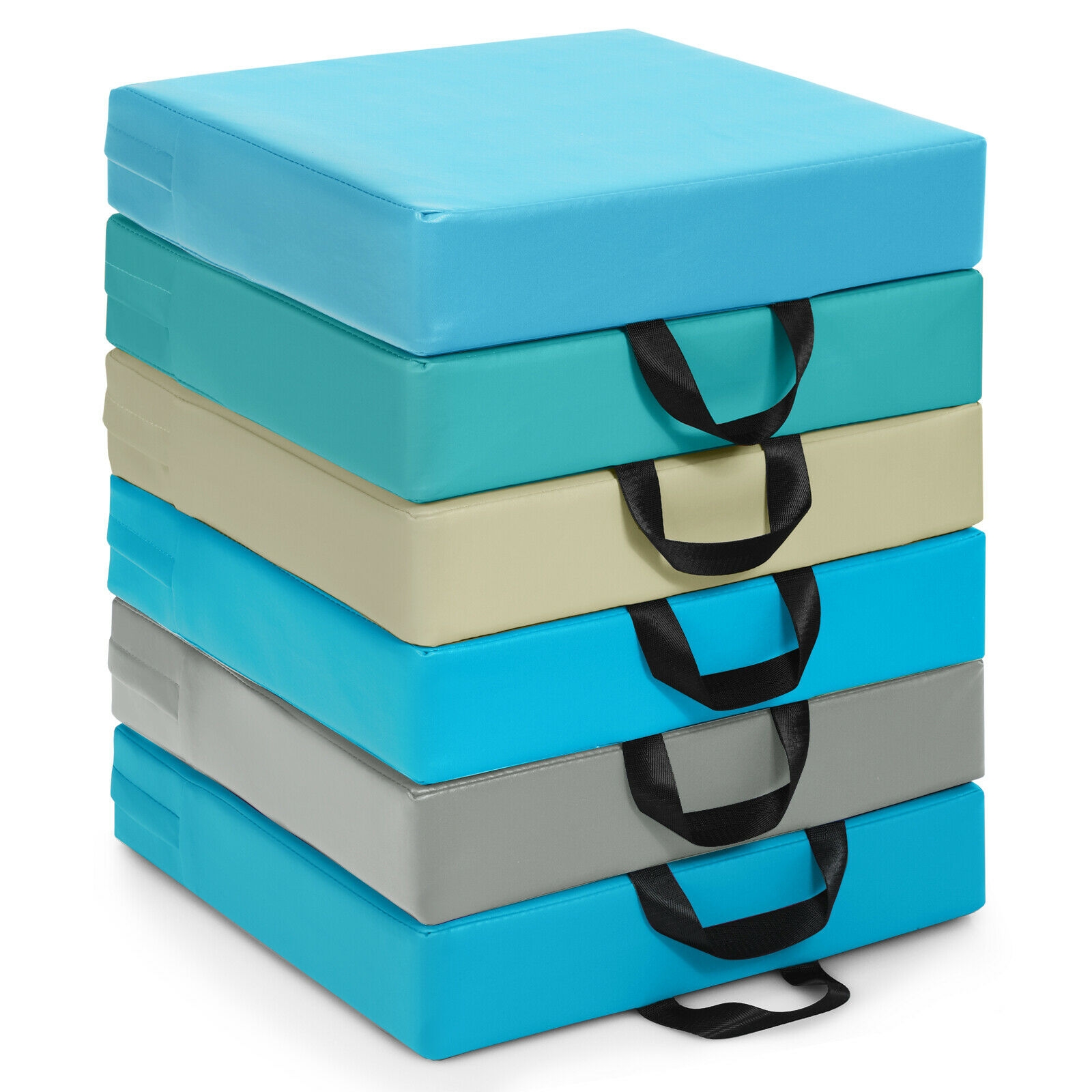 6 tk 15" pehmed põrandapadjad käepidemetega sinine komplekt