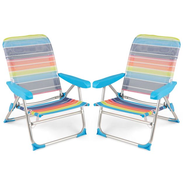 2-osaline rannatoolide komplekt kokkupandav piknikutool millel on 5 asendisse reguleeritav seljatugi ja käetoed värviline