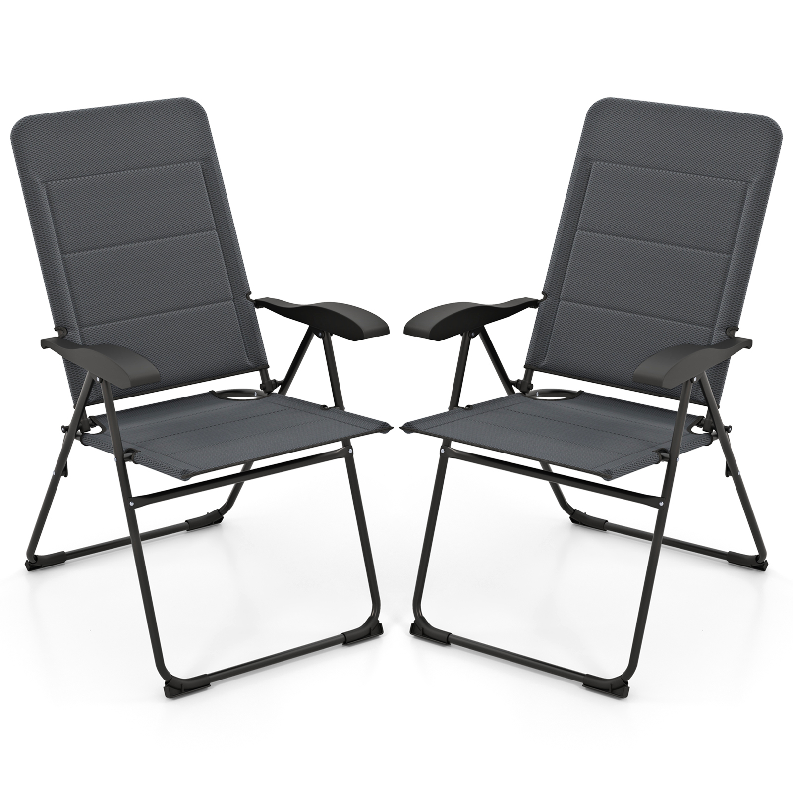 2-osaline aiatoolide komplekt 7-kordselt reguleeritava seljatoega kokkupandavad toolid rõdutoolid hall