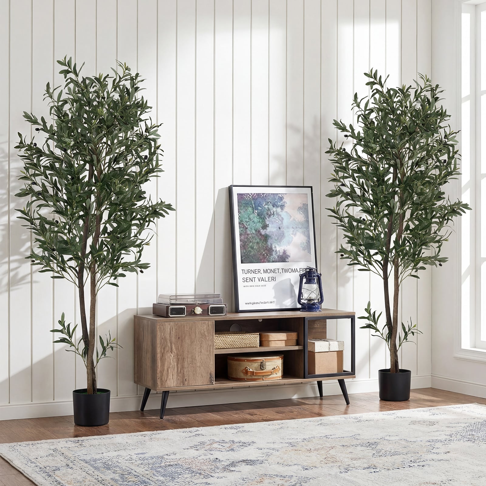 Komplekt 2 x 1.8 m kunstoliivipuud viljade ja samblaga