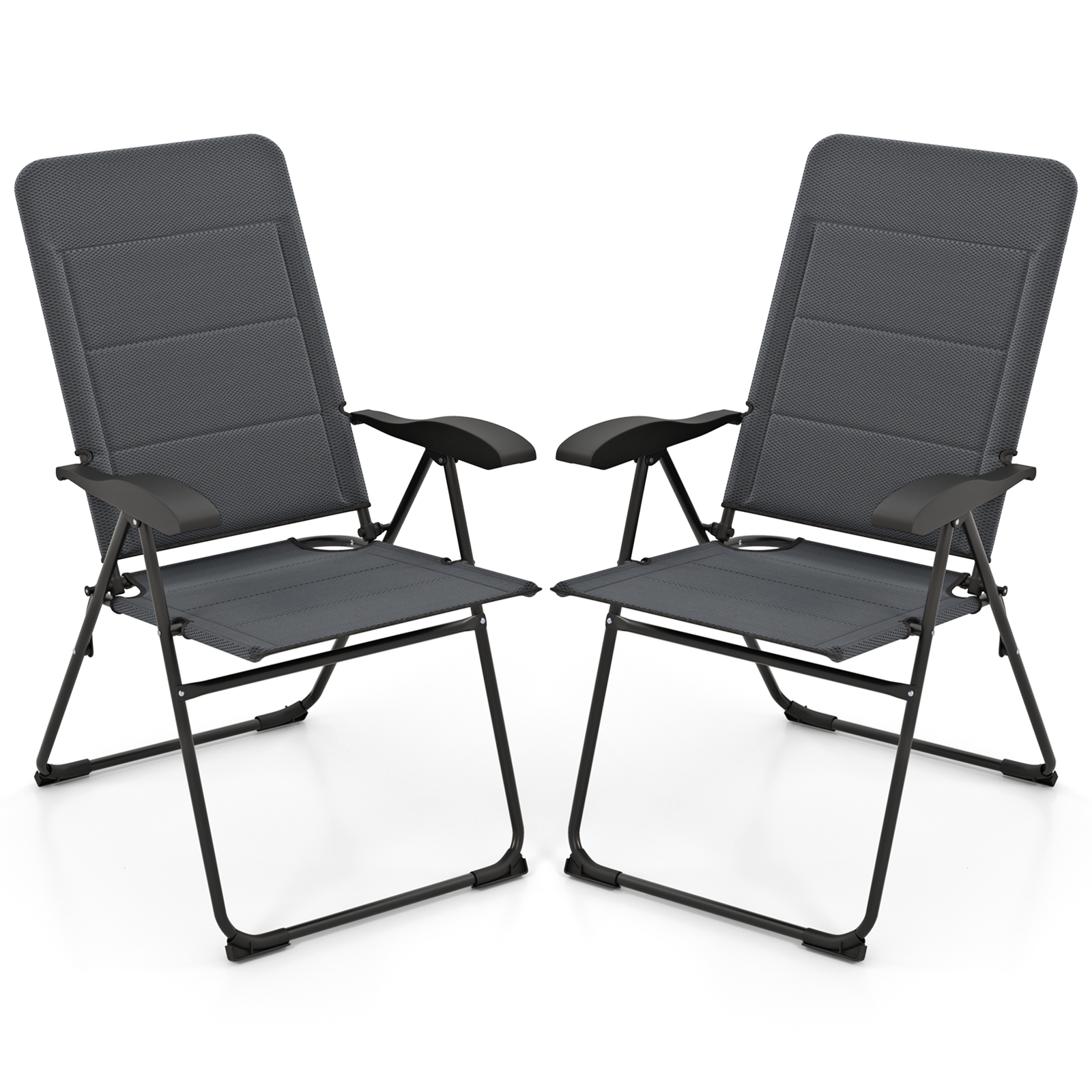 2-osaline aiatoolide komplekt 7-kordselt reguleeritava seljatoega kokkupandavad toolid rõdutoolid hall