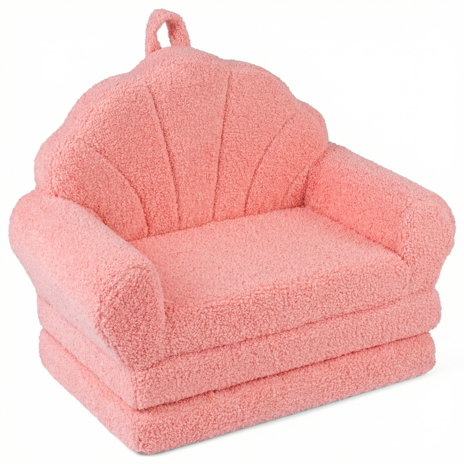 2-ühes Laste Kokkupandav Diivan Pehme Teddy Fliisiga, Roosa