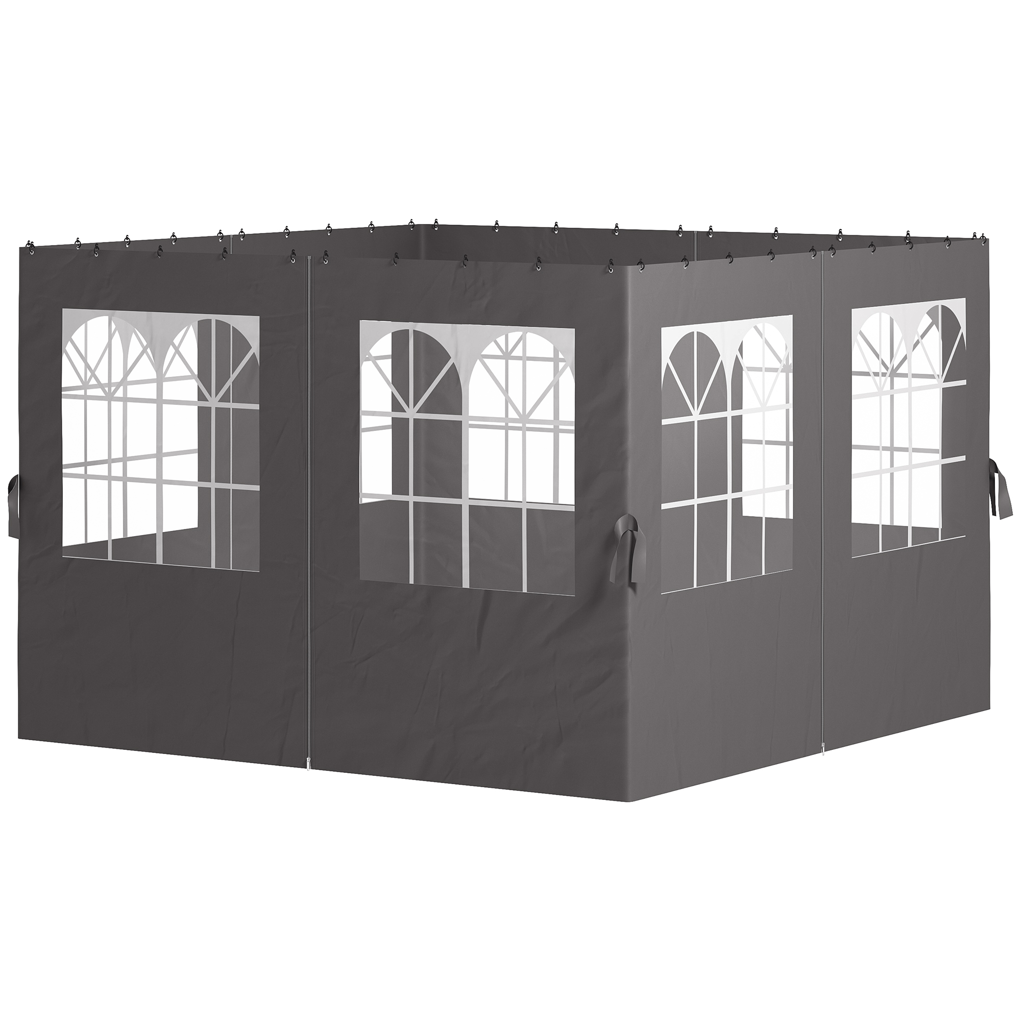 Paviljoni külgpaneelid, 4 külgpaneeli aiapaviljonile, lukuga, 3 x 4 m paviljon, tumehall