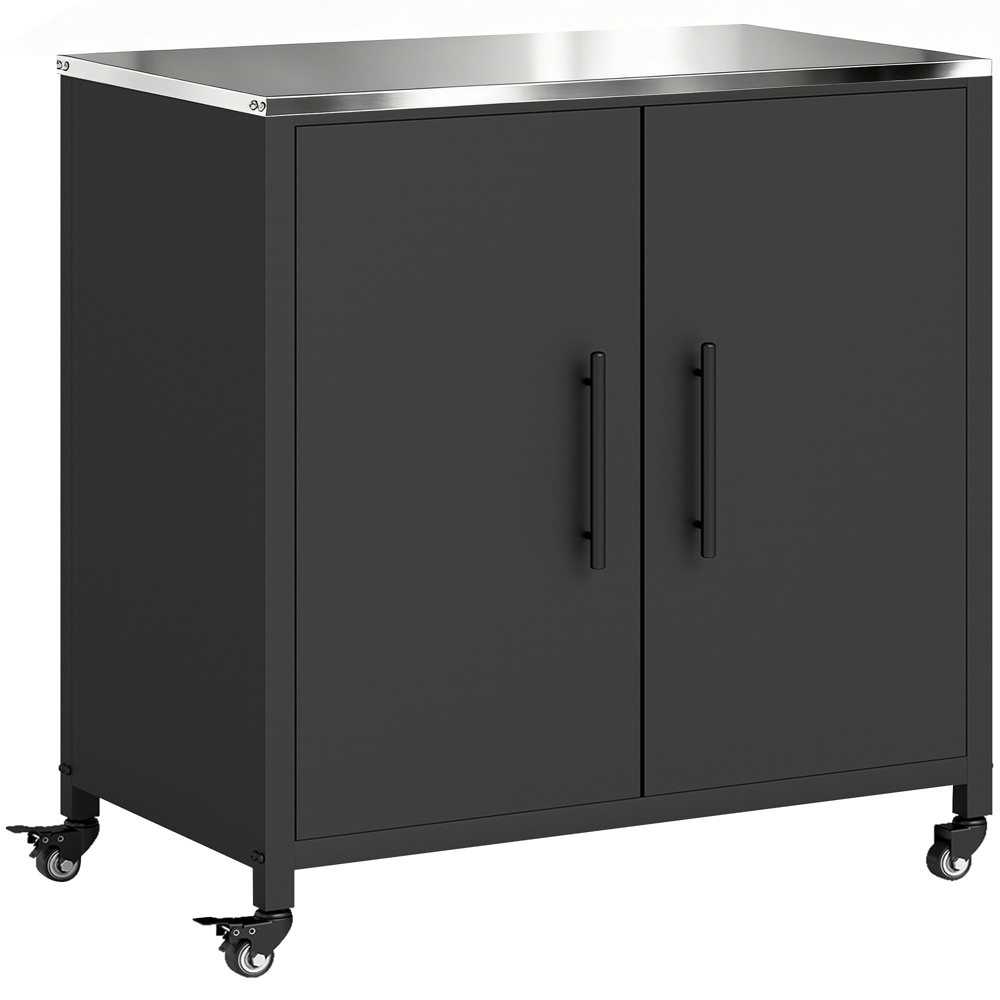 Aiakapp istutuslauaga, tööriistakuur eemaldatava roostevabast terasest tööpinnaga, magnetriiul, topeltuksed, rull