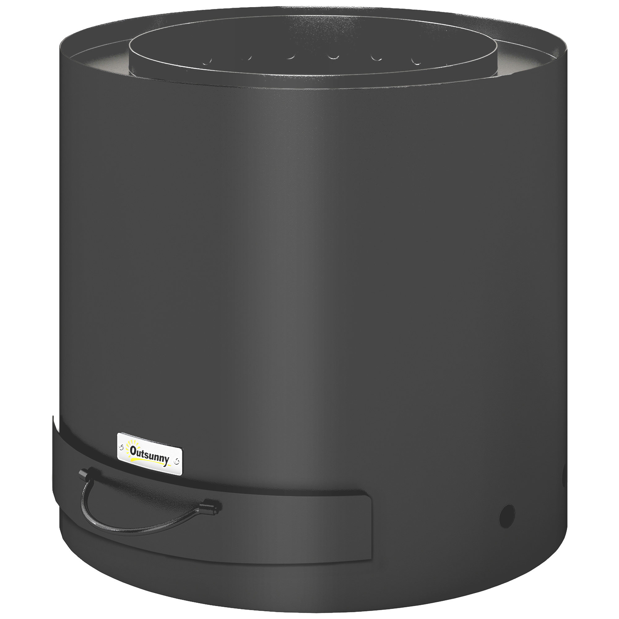 Roostevabast terasest tulekauss Ø45x42cm, lõkkease koos rootori ja tuhapanniga, must