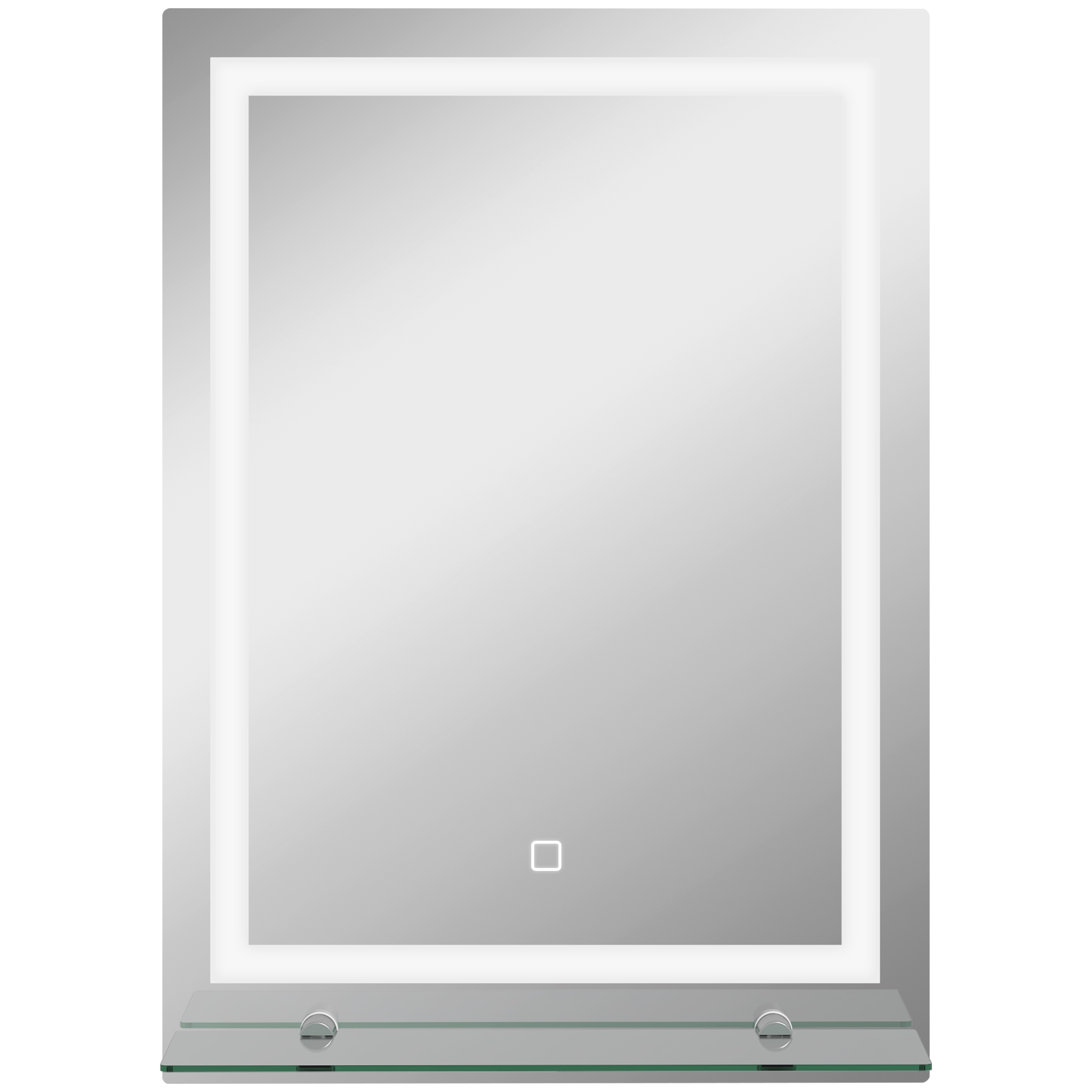 kleankin LED-vannitoapeegel, hämardatav, udumisvastane, puutelüliti, riiul, 50 x 70 cm, hõbedane