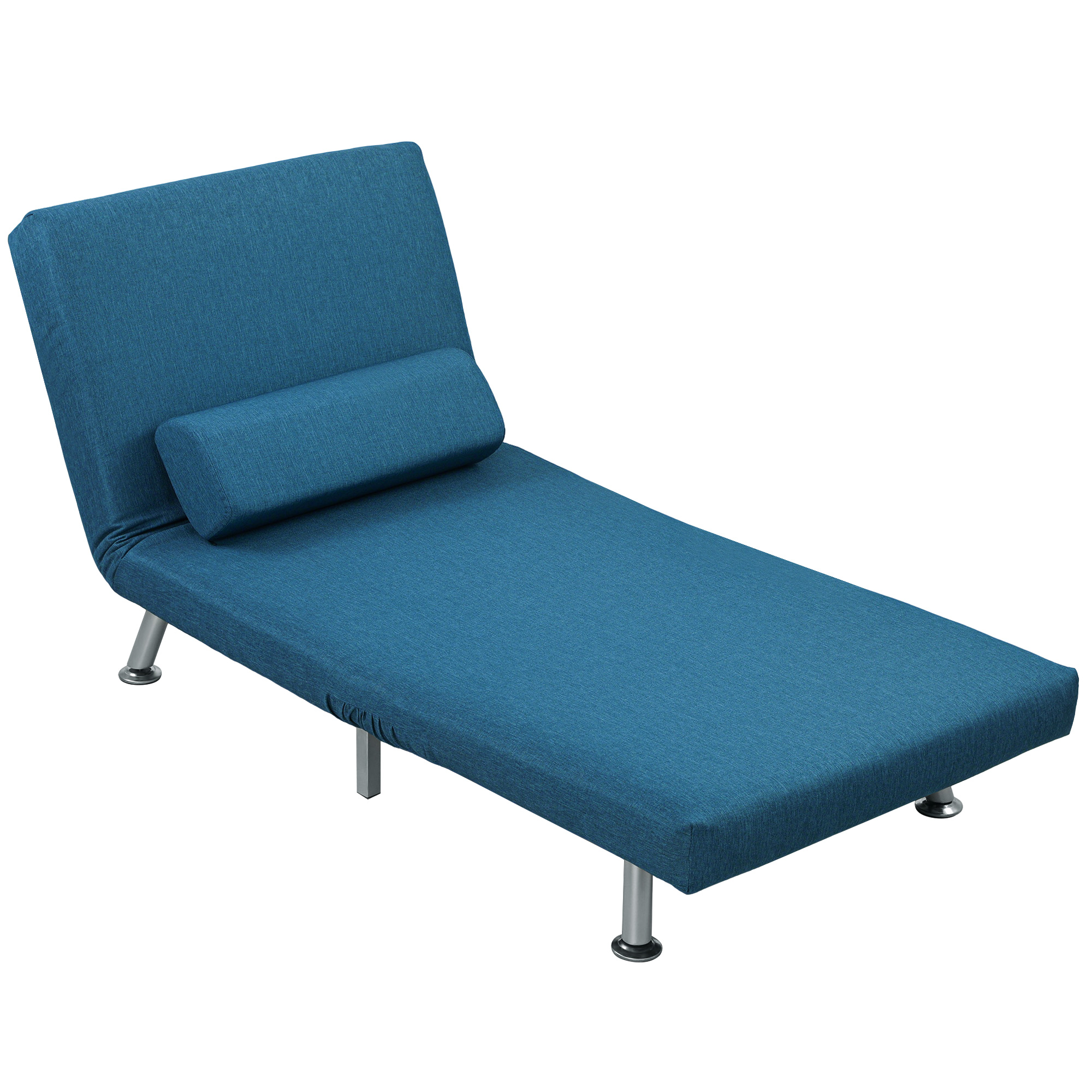Kokkupandav tugitool voodifunktsiooniga, kokkupandav lamamisosa linase välimusega, reguleeritava seljatoega, 75 x 70 x 75 cm, sinine