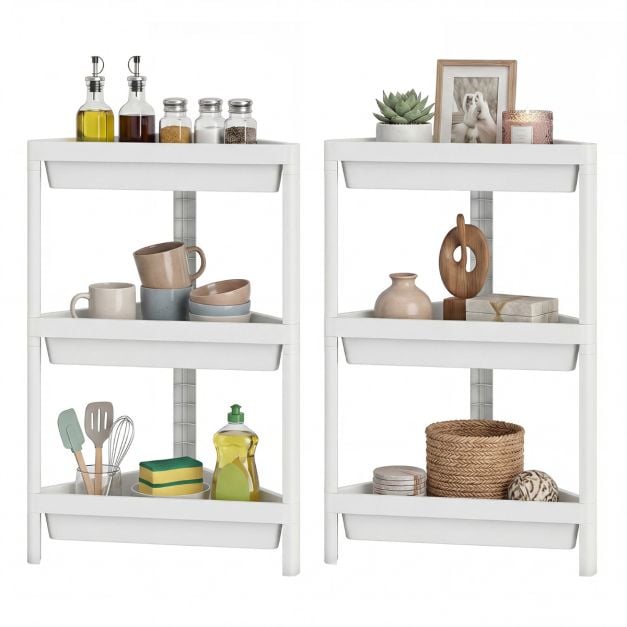 3-astmeline nurgadušikabiin eemaldatava disainiga, 2 tk pakis - valge