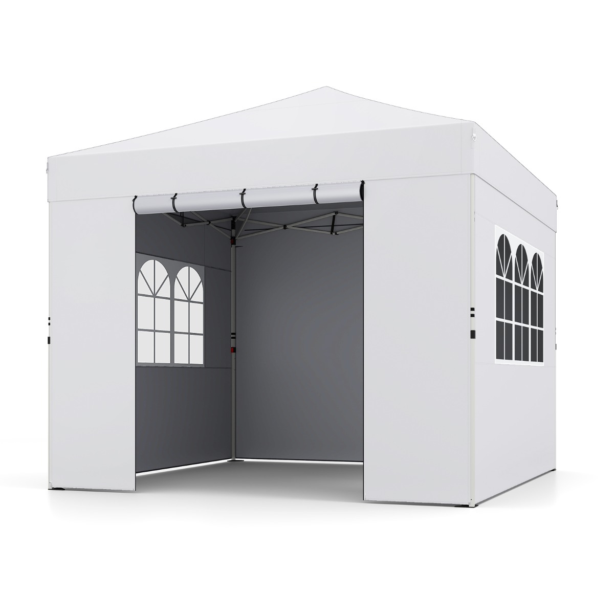 Nelja külgseinaga veekindel kokkupandav pop-up aiatelk ja peotelk (3x3 m) valge