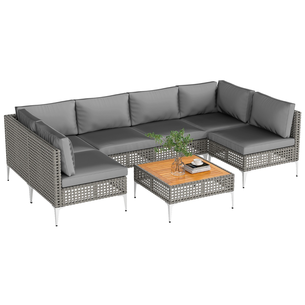 Lounge mööbel välistingimustes rotangist aialounge koos laua ja patjadega vabalt kombineeritav aiamööbli komplekt