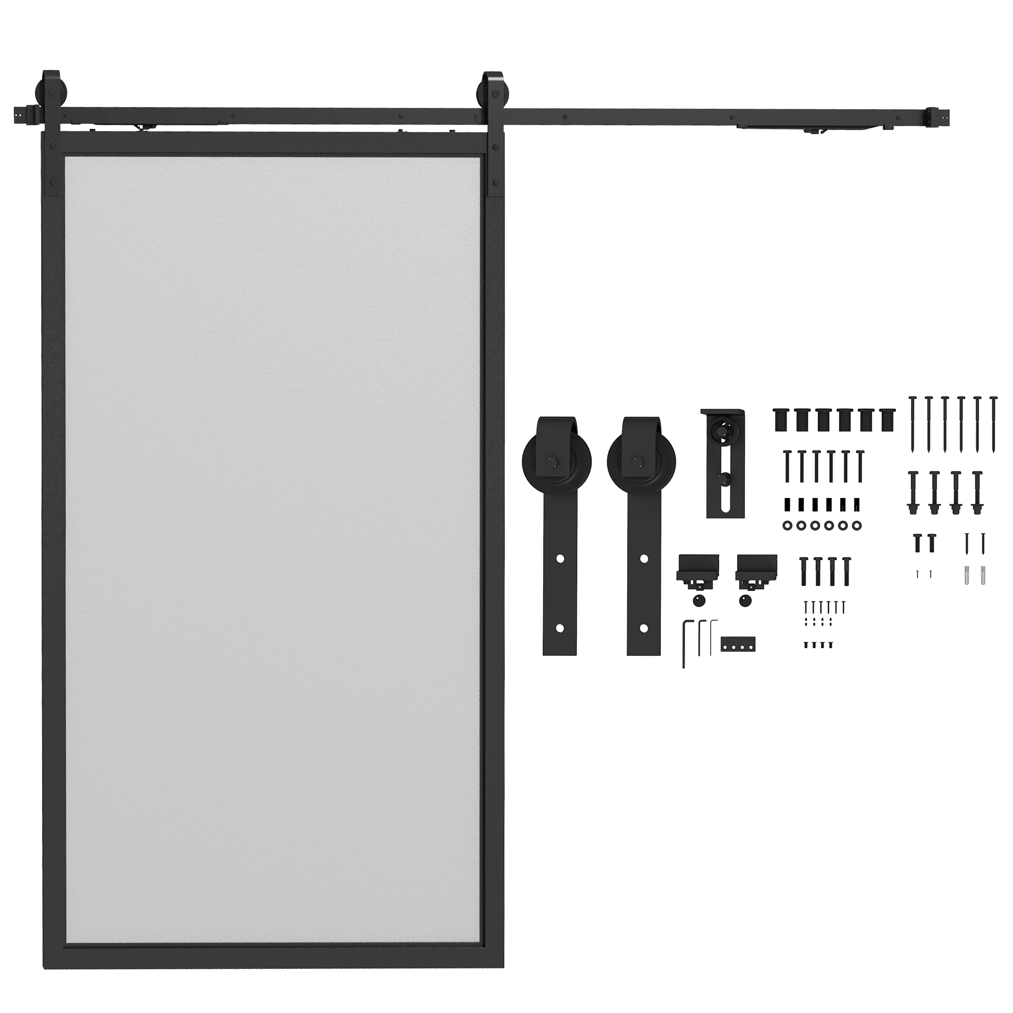 Lükandukse komplekt, vaikne ja sujuv töö, puit- ja betoonseintele, 244 cm, teras, must