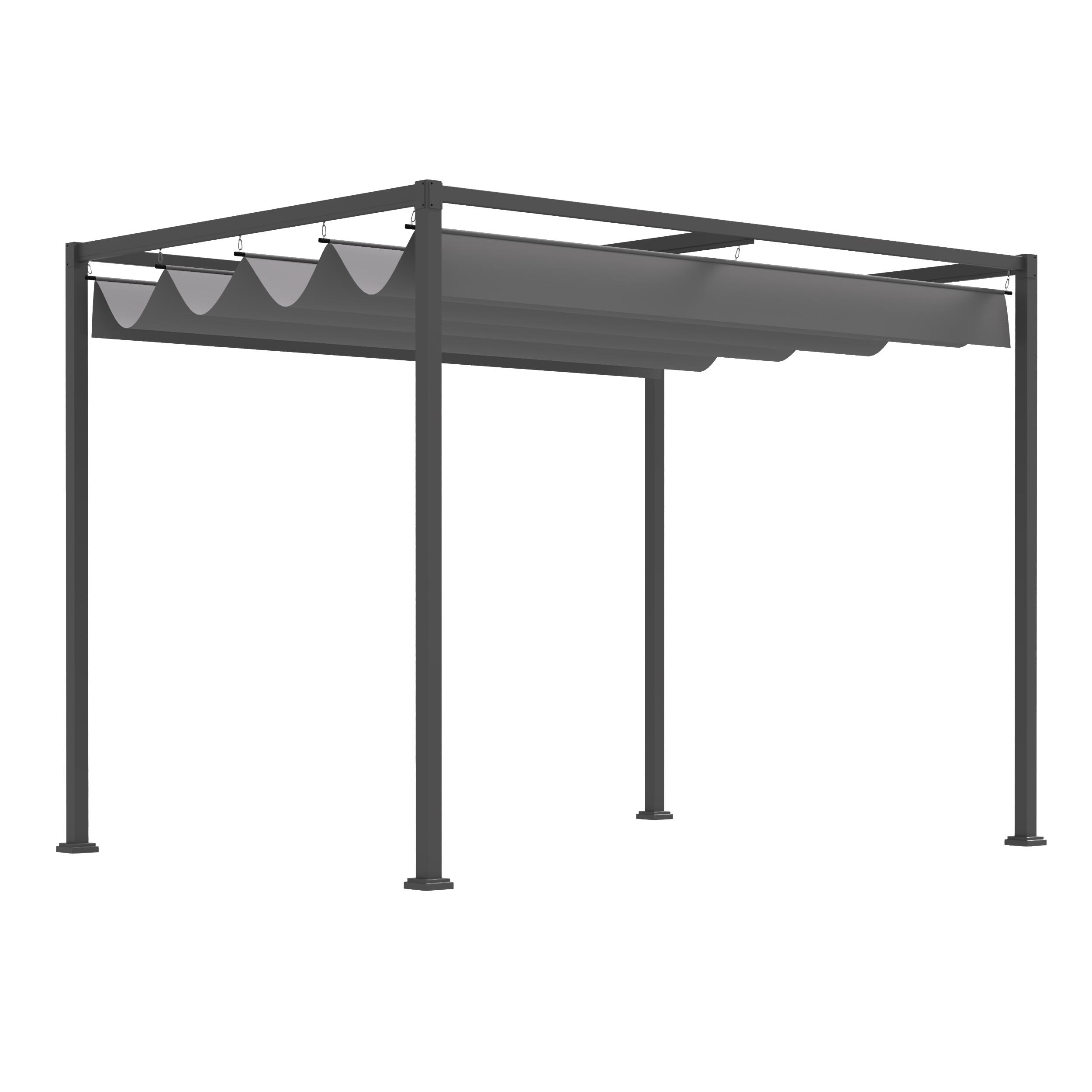 Pergola 3x2m aiapaviljon, metallist terrassikatusega, reguleeritava katusega aiapaviljon, eraldiseisev, päikesekaitse terrassile ja aeda, hall