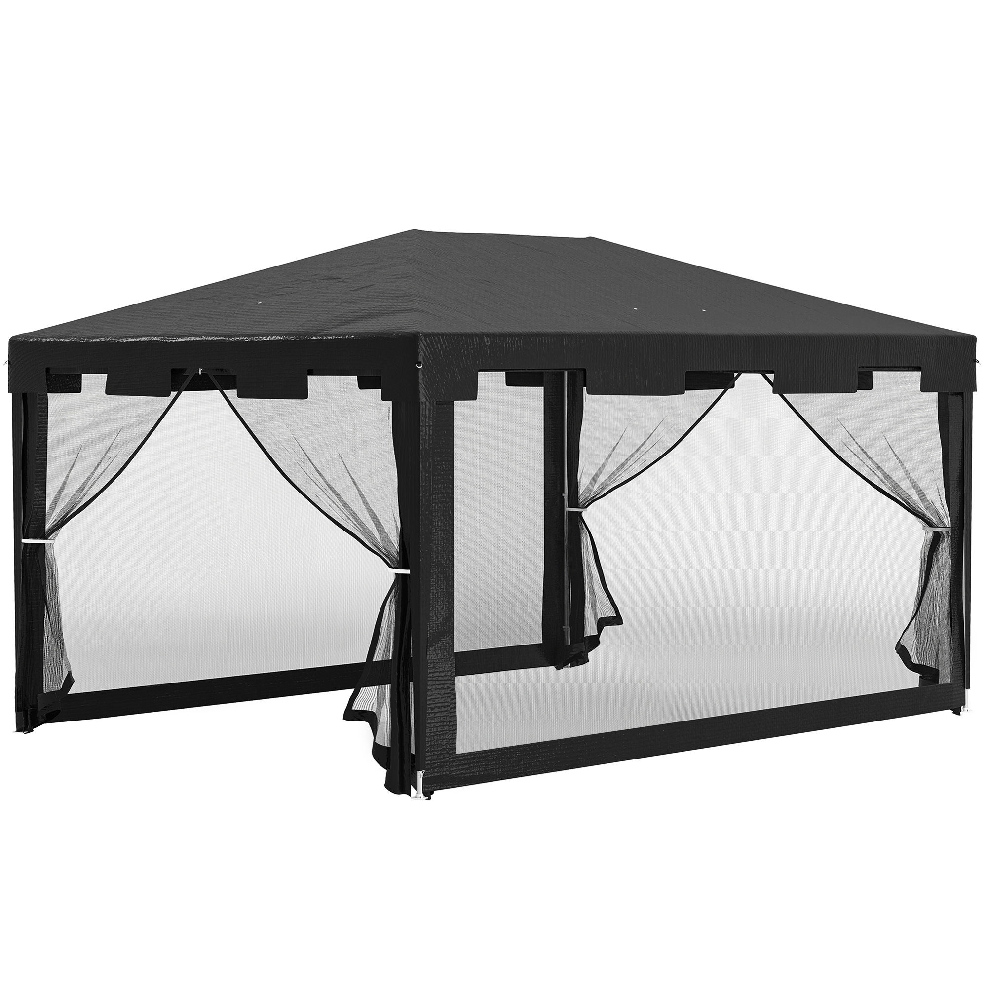 Paviljoni aiatelk 3 x 3 m, ilmastikukindel, kokkupandav, 395 cm x 295 cm x 255 cm, must