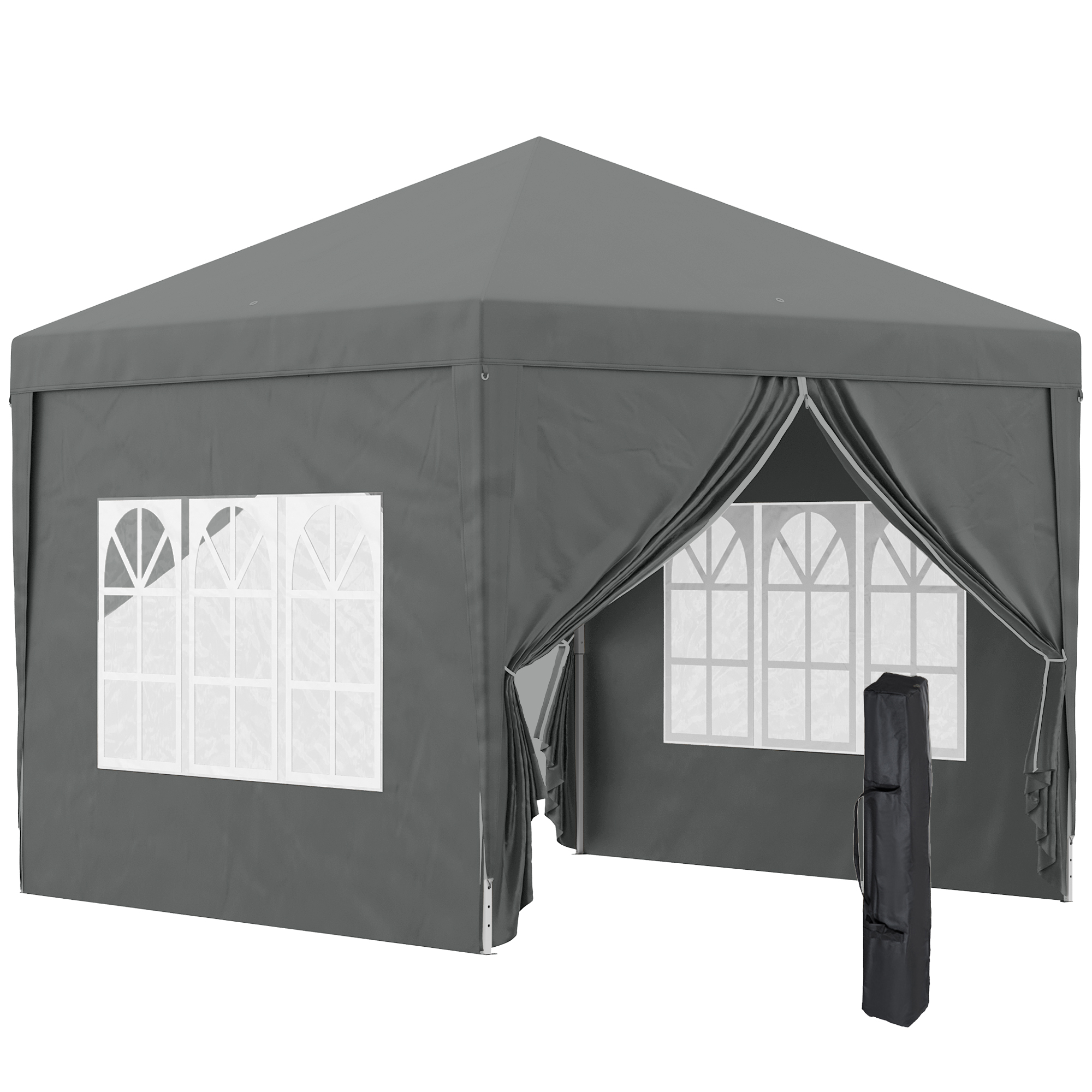 3 x 3 m paviljon 4 külgseinaga, aken, UV-kaitsega telk, aiatelk koos kandekotiga, teras, hall