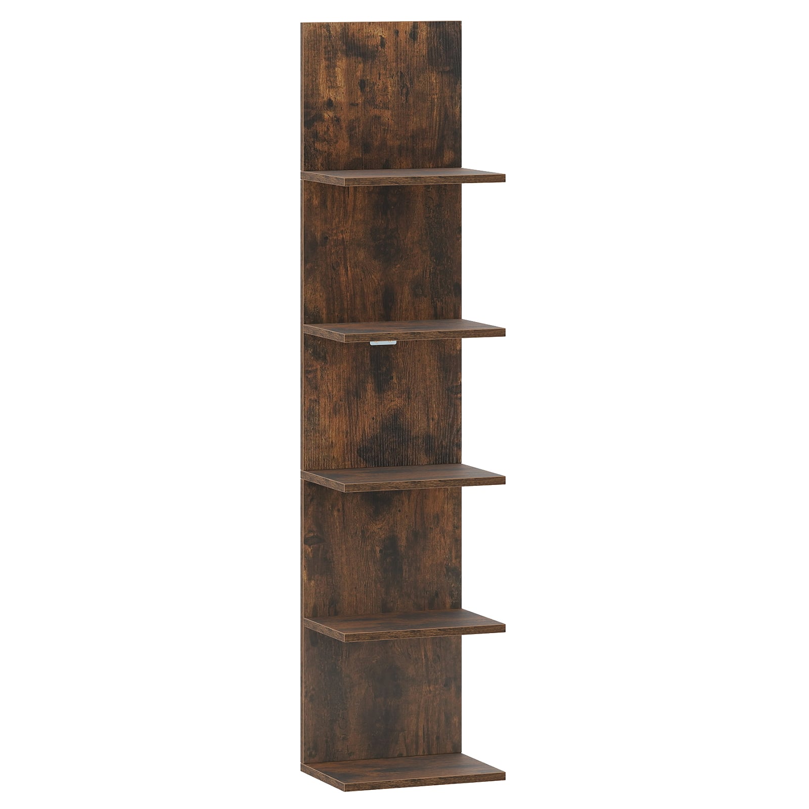 5-astmeline seinariiul, vertikaalne rippuv riiul, ujuv vitriin, puidust ujuv riiul, pruun