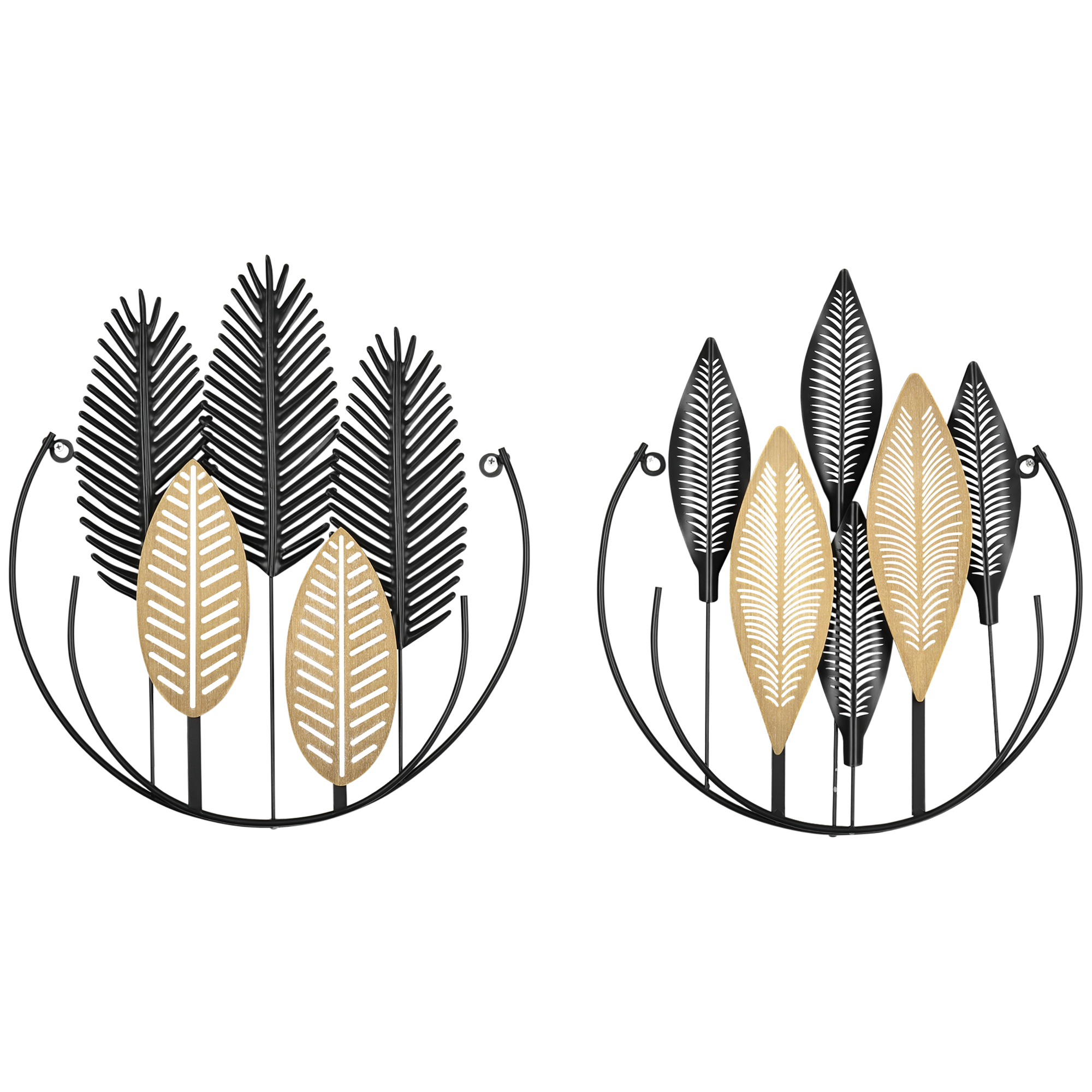 3D seinakunst - 2 tk komplekt - moodne seinakaunistus - metall - naturaalne + must
