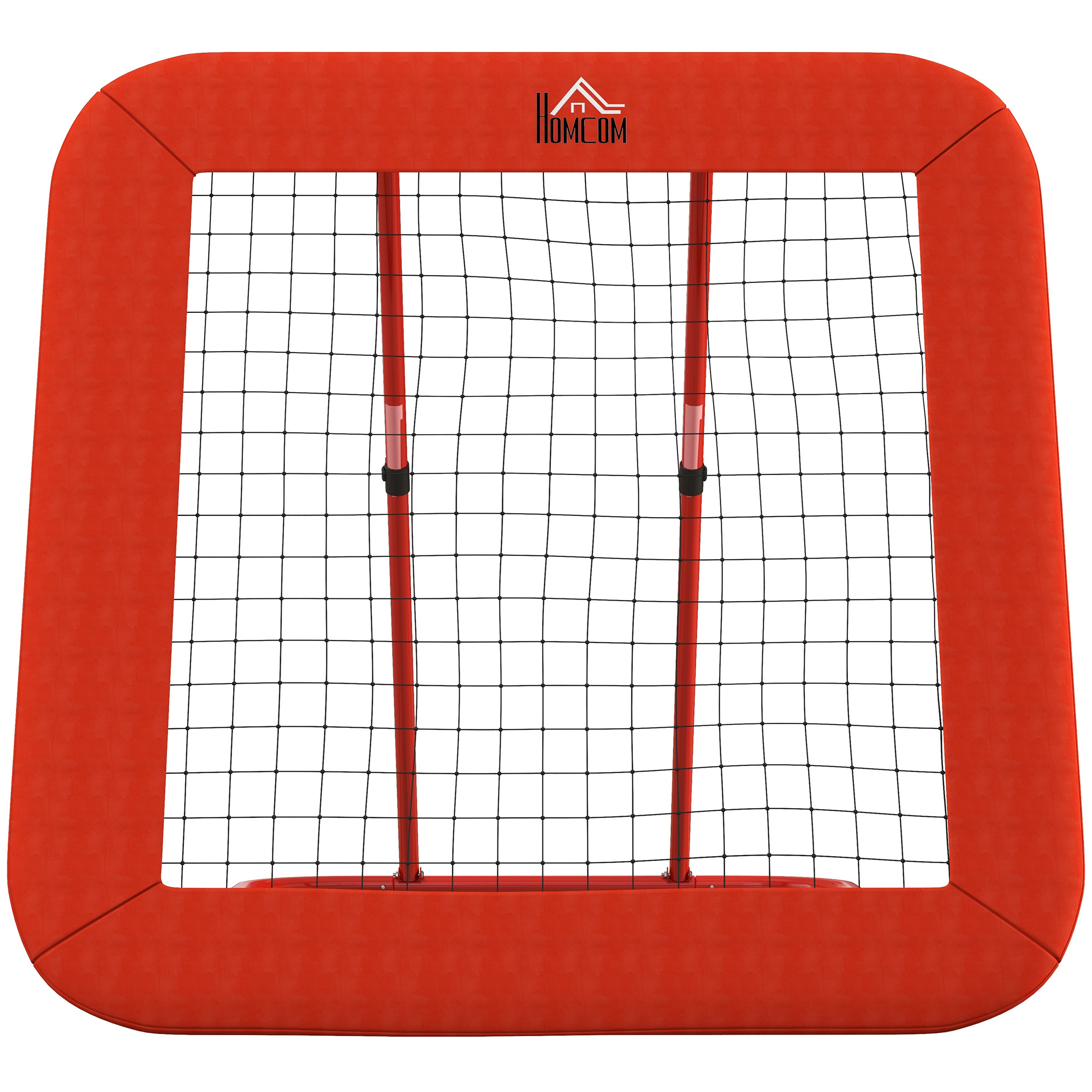 Jalgpalli tagasilöögivõrk, reguleeritav, kokkupandav, metallraamiga, ilmastikukindel PE-võrk koos vaiadega, punane
