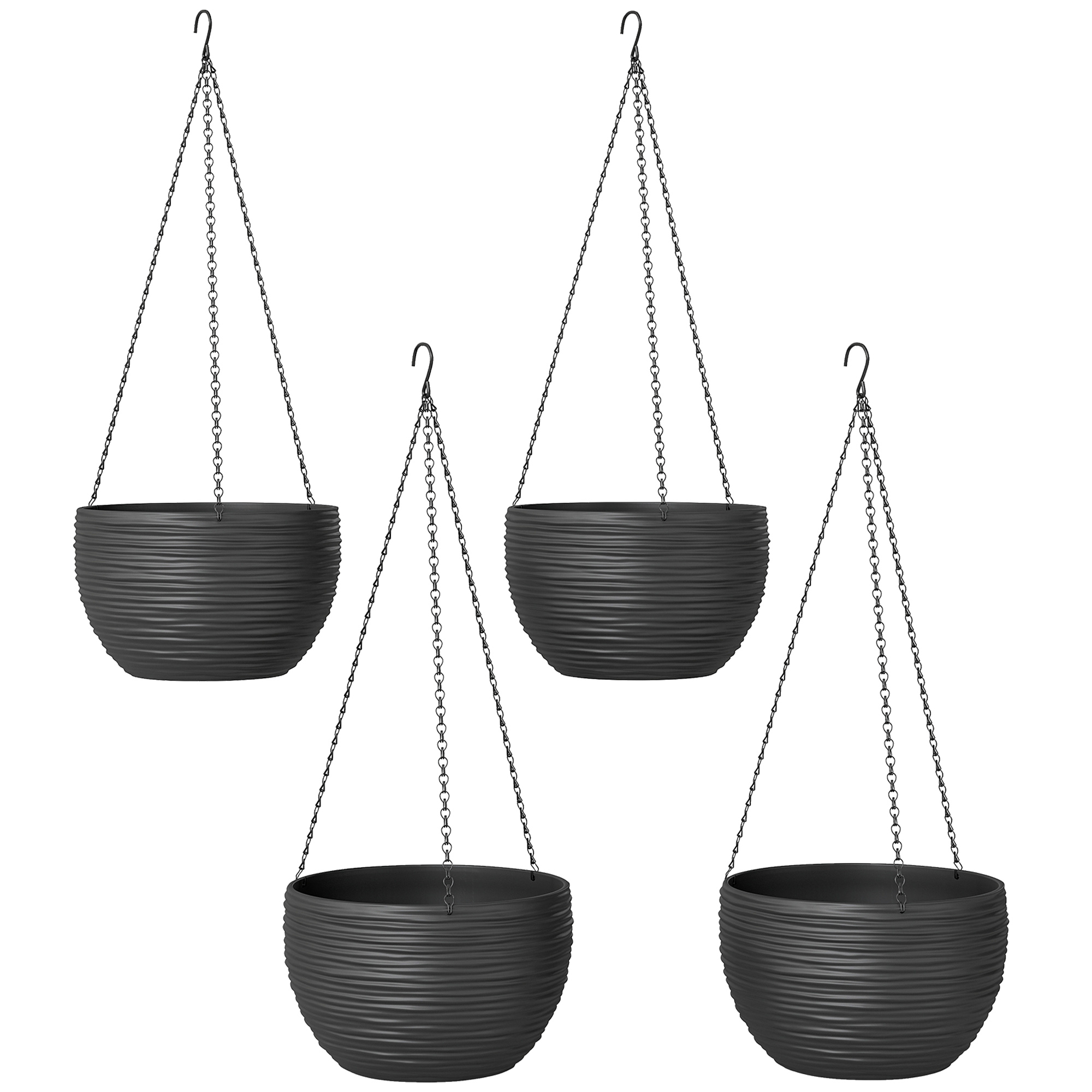 Ise kastvad rippuvad lillepotid õue- ja toataimedele, 4 tk, mustad