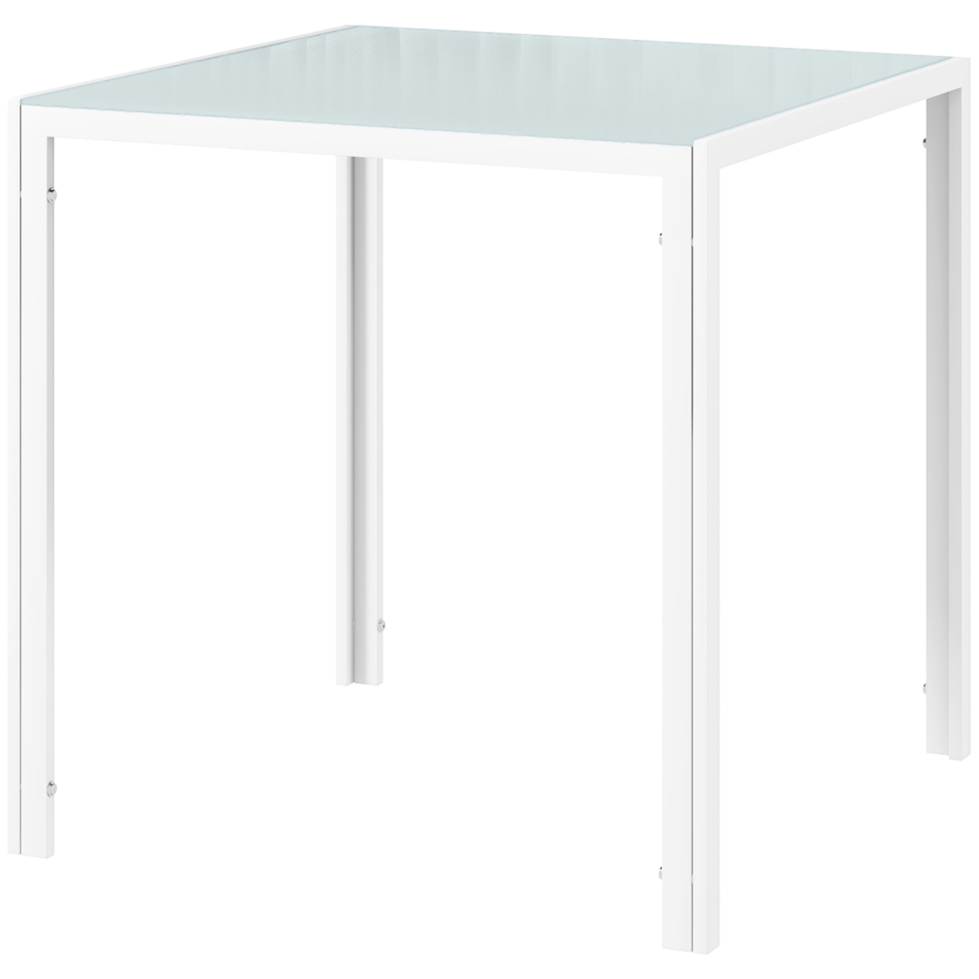 Ruudukujuline söögilaud 4 inimesele, karastatud klaasist lauaplaat, kööki ja söögituppa, 75 x 75 x 75 cm, valge