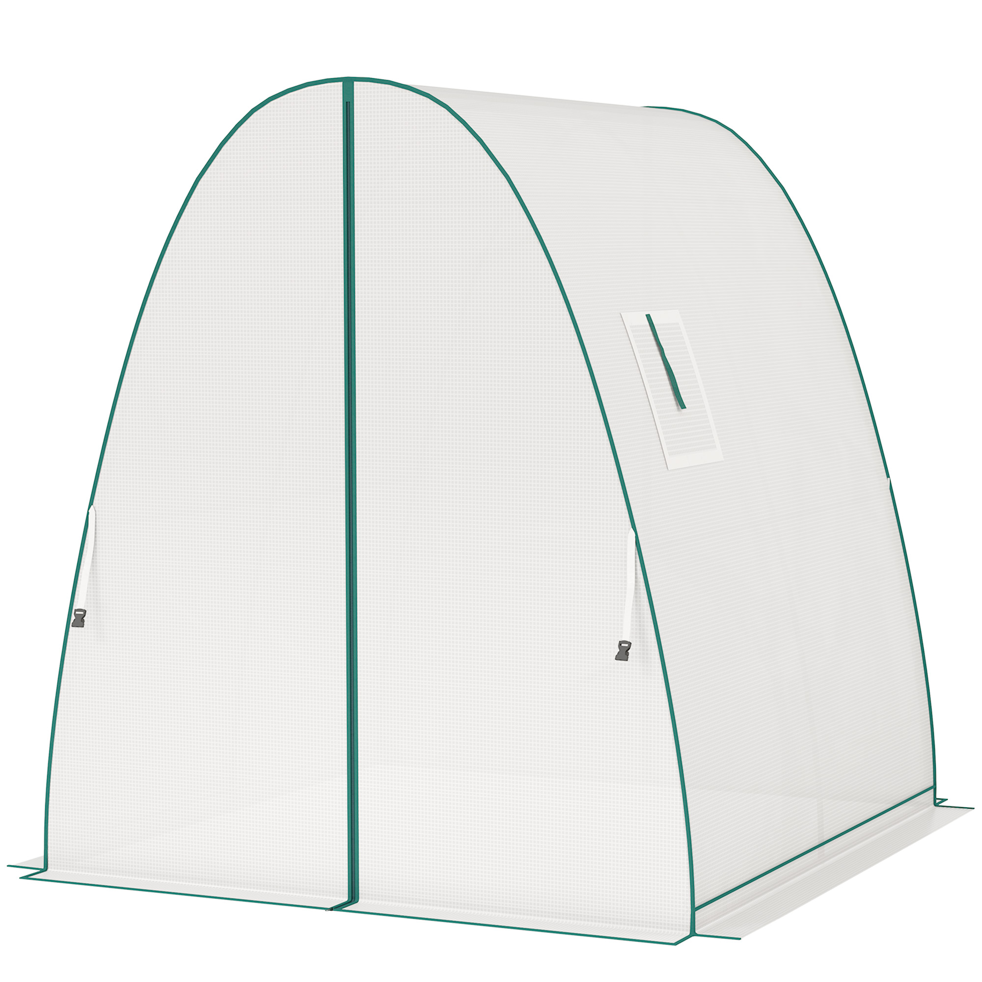 Kaarkasvuhoone liivakottide ja plastkattega, 2 rulluksega, võrgust aknad, teisaldatav, 1,8 x 1,8 x 2 m, valge